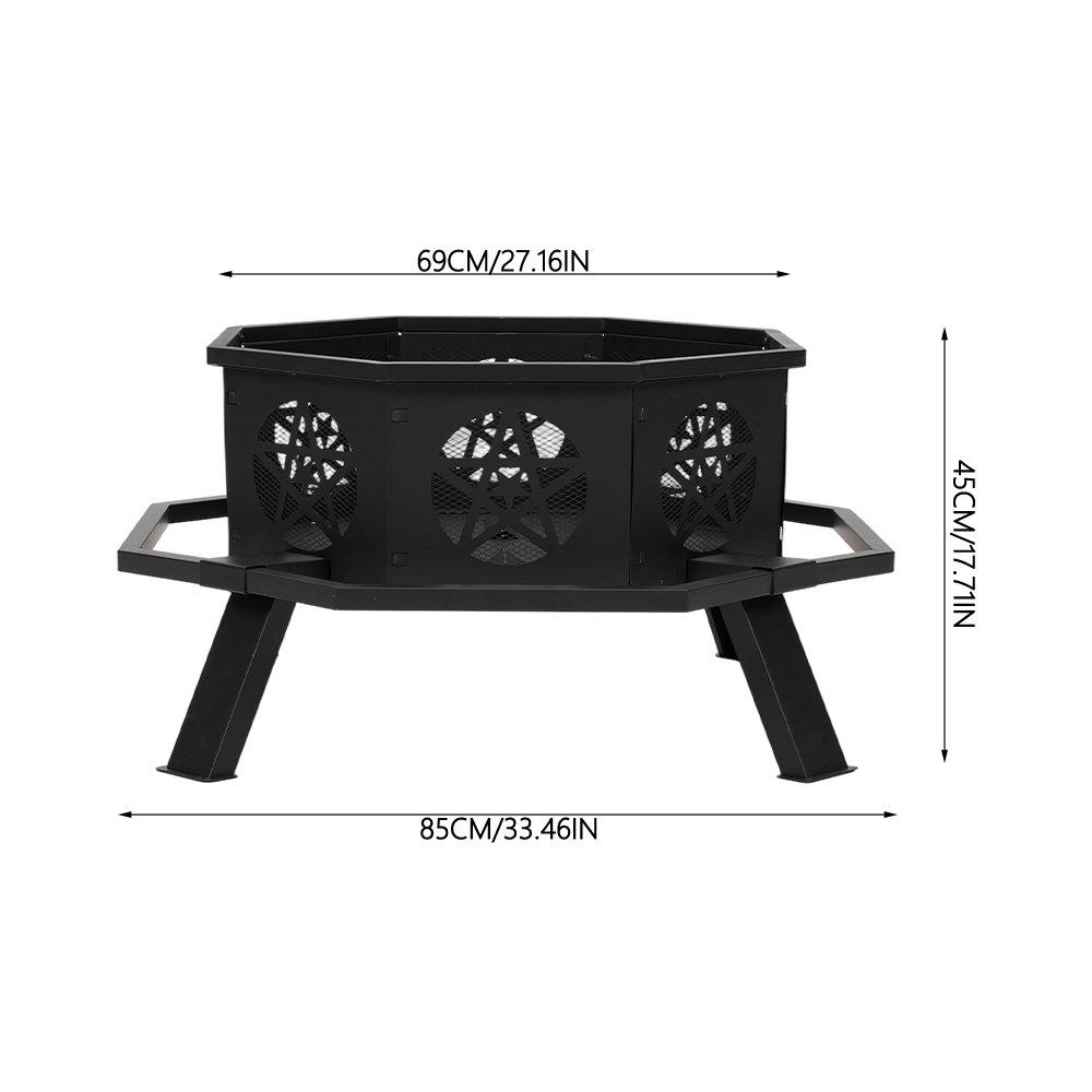 Black - Breeins - Heavy Duty Octagonal Fire Pit with Grill - 5