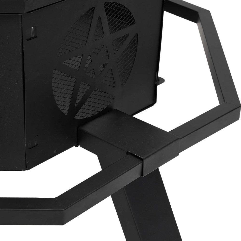 Black - Breeins - Heavy Duty Octagonal Fire Pit with Grill - 6