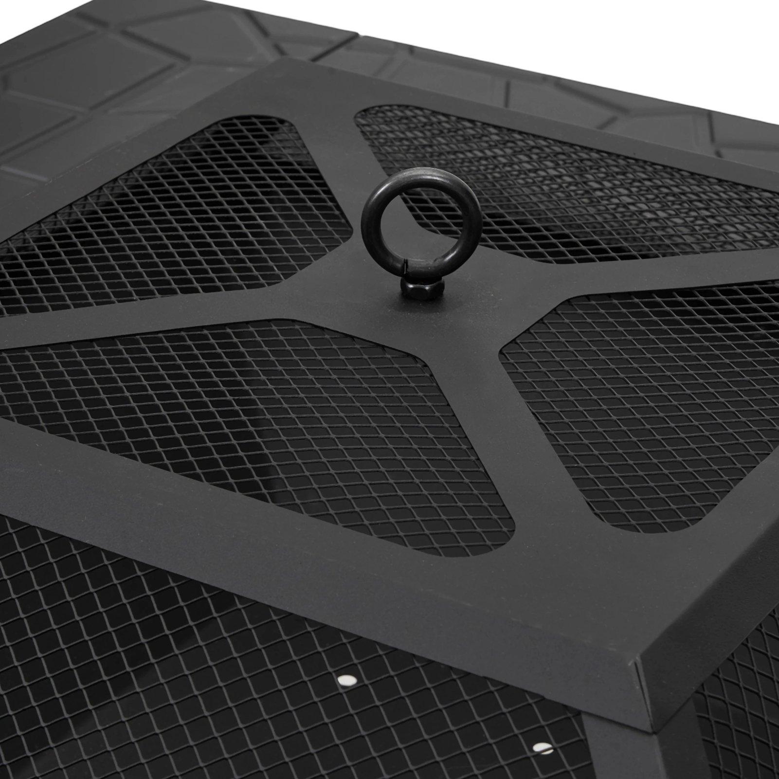 Black - Breeins - Square Outdoor Fire Pit with Grill & Tabletop - 14