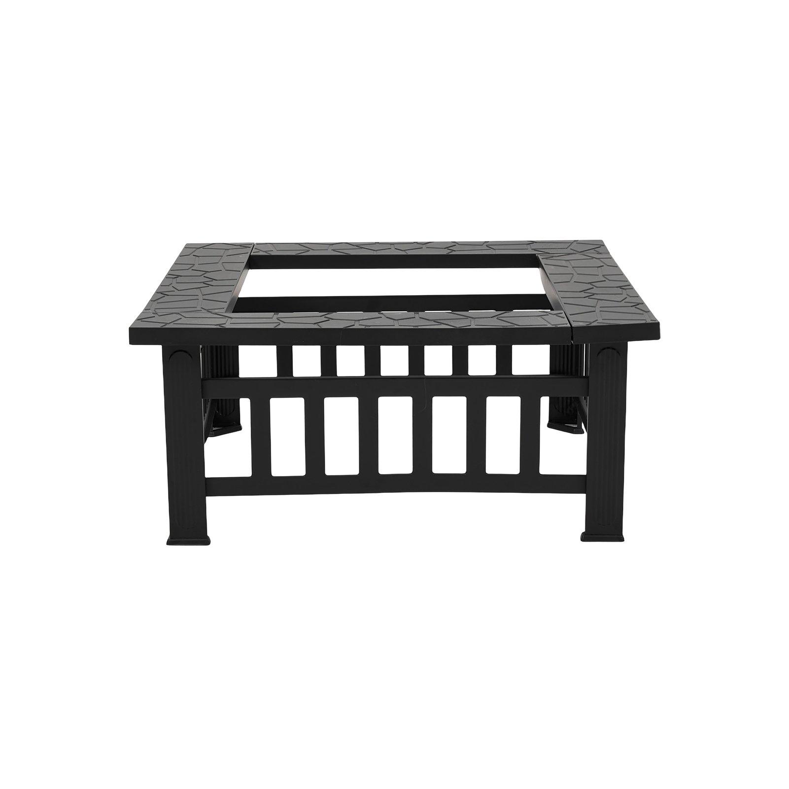 Black - Breeins - Square Outdoor Fire Pit with Grill & Tabletop - 7