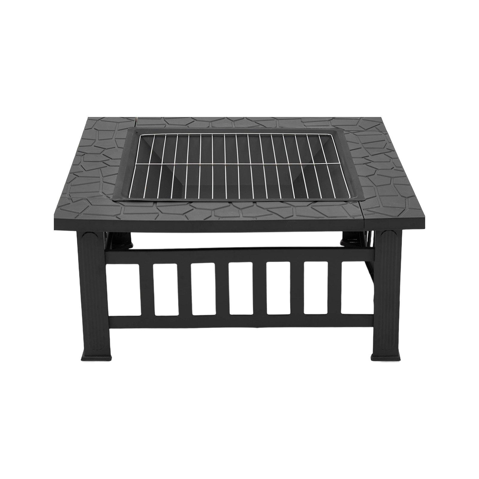 Black - Breeins - Square Outdoor Fire Pit with Grill & Tabletop - 10
