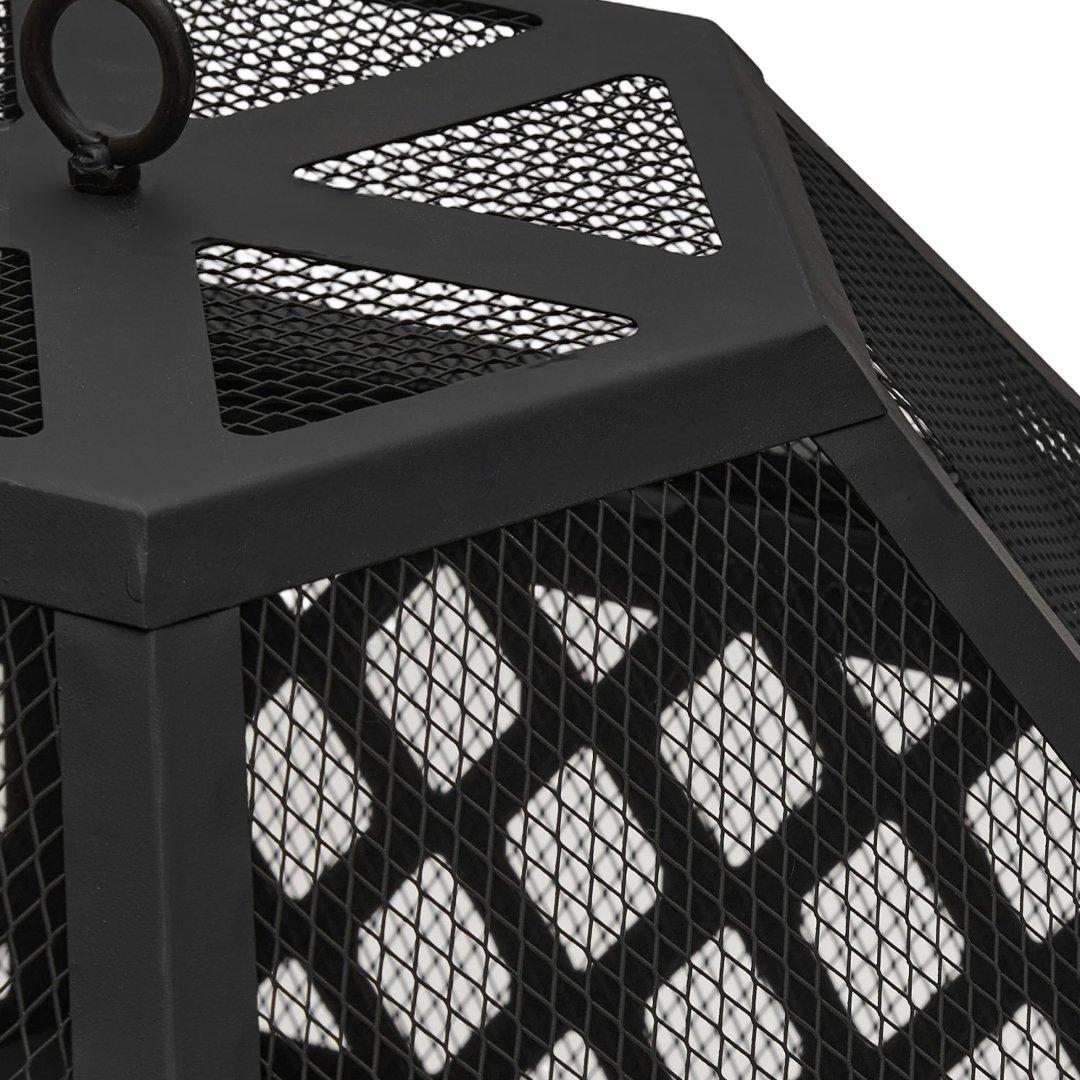 Black - Breeins - Hexagon Outdoor Fire Pit with Grill & Screen - 11