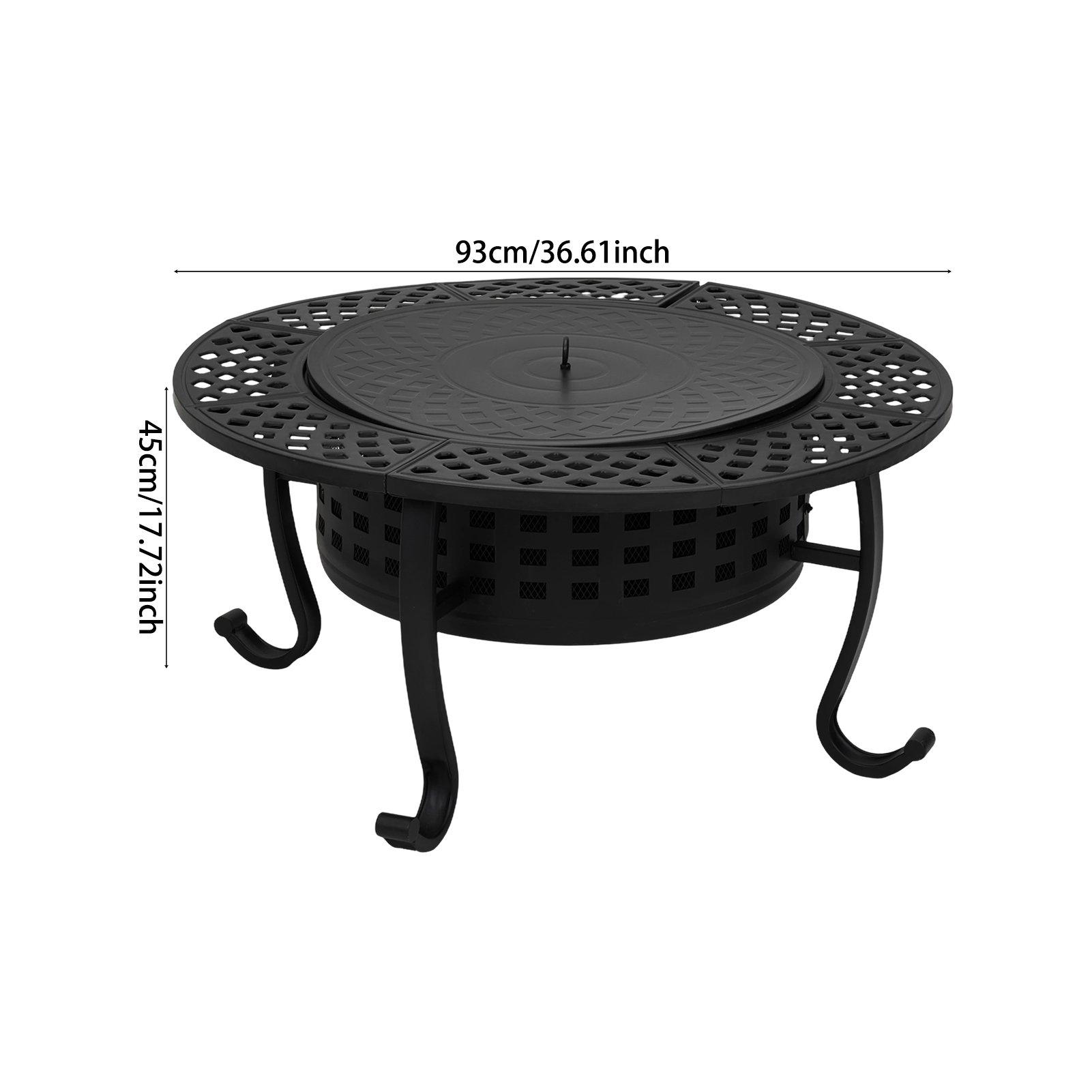 Black - Breeins - Heavy Duty Wood Fire Pit with Dual Grill Grates - 3