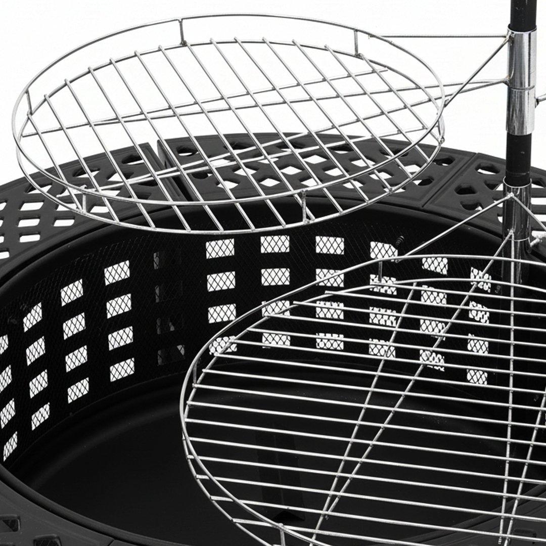 Black - Breeins - Heavy Duty Wood Fire Pit with Dual Grill Grates - 6