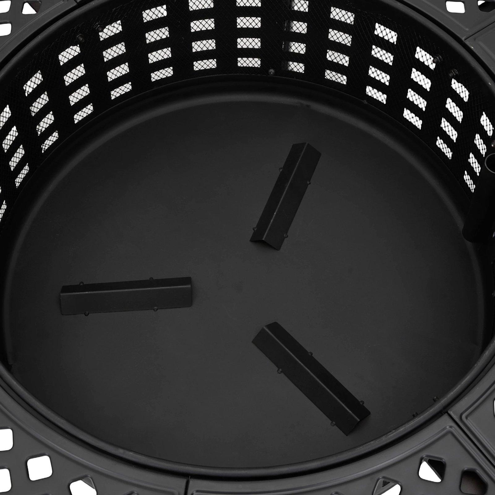 Black - Breeins - Heavy Duty Wood Fire Pit with Dual Grill Grates - 9