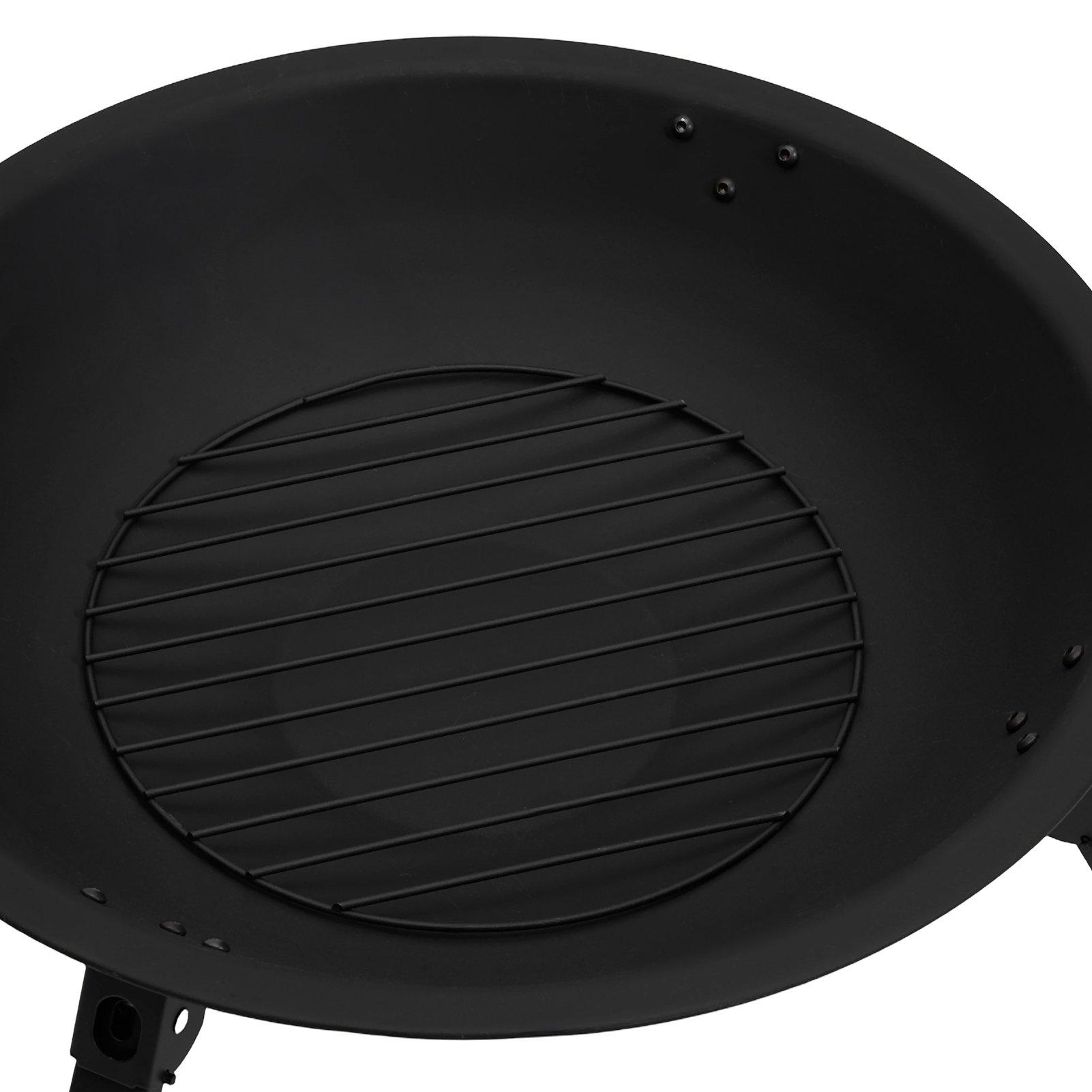 Black - Breeins - Heavy Duty Outdoor Fire Pit with Grill & Screen - 11