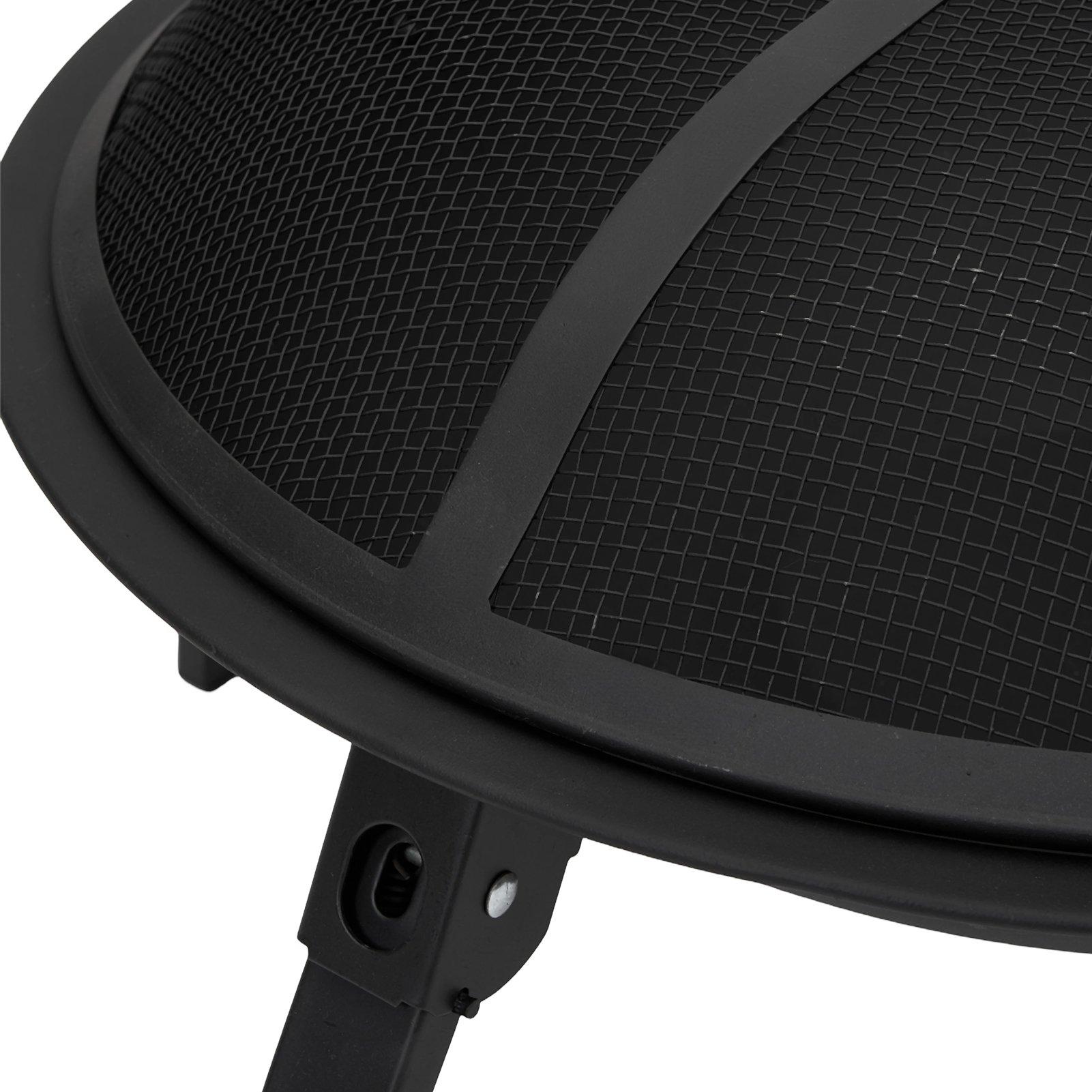 Black - Breeins - Heavy Duty Outdoor Fire Pit with Grill & Screen - 13
