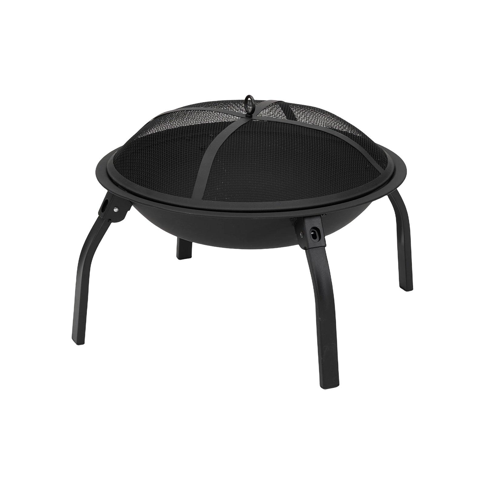 Black - Breeins - Heavy Duty Outdoor Fire Pit with Grill & Screen - 5