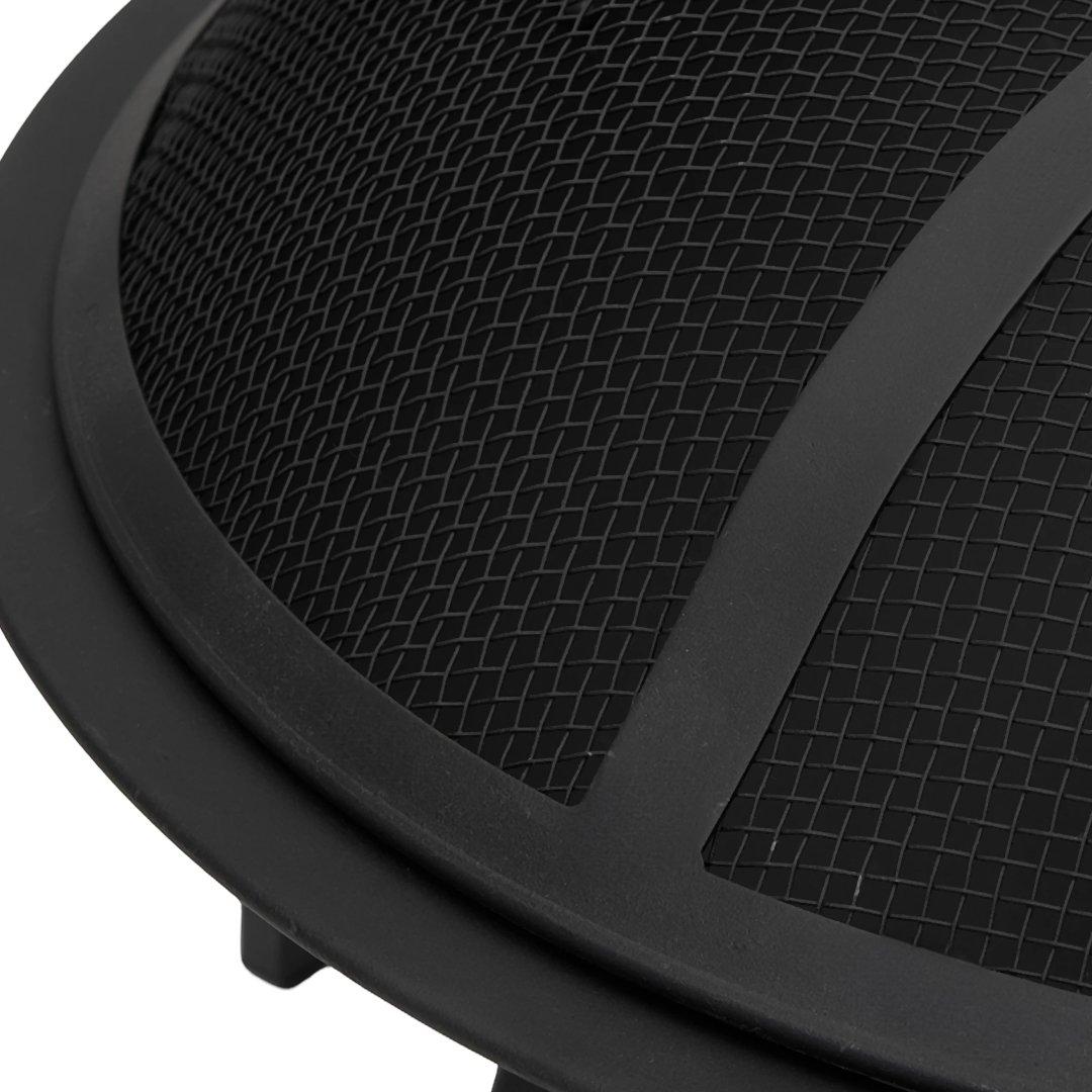 Black - Breeins - Heavy Duty Outdoor Fire Pit with Grill & Screen - 8