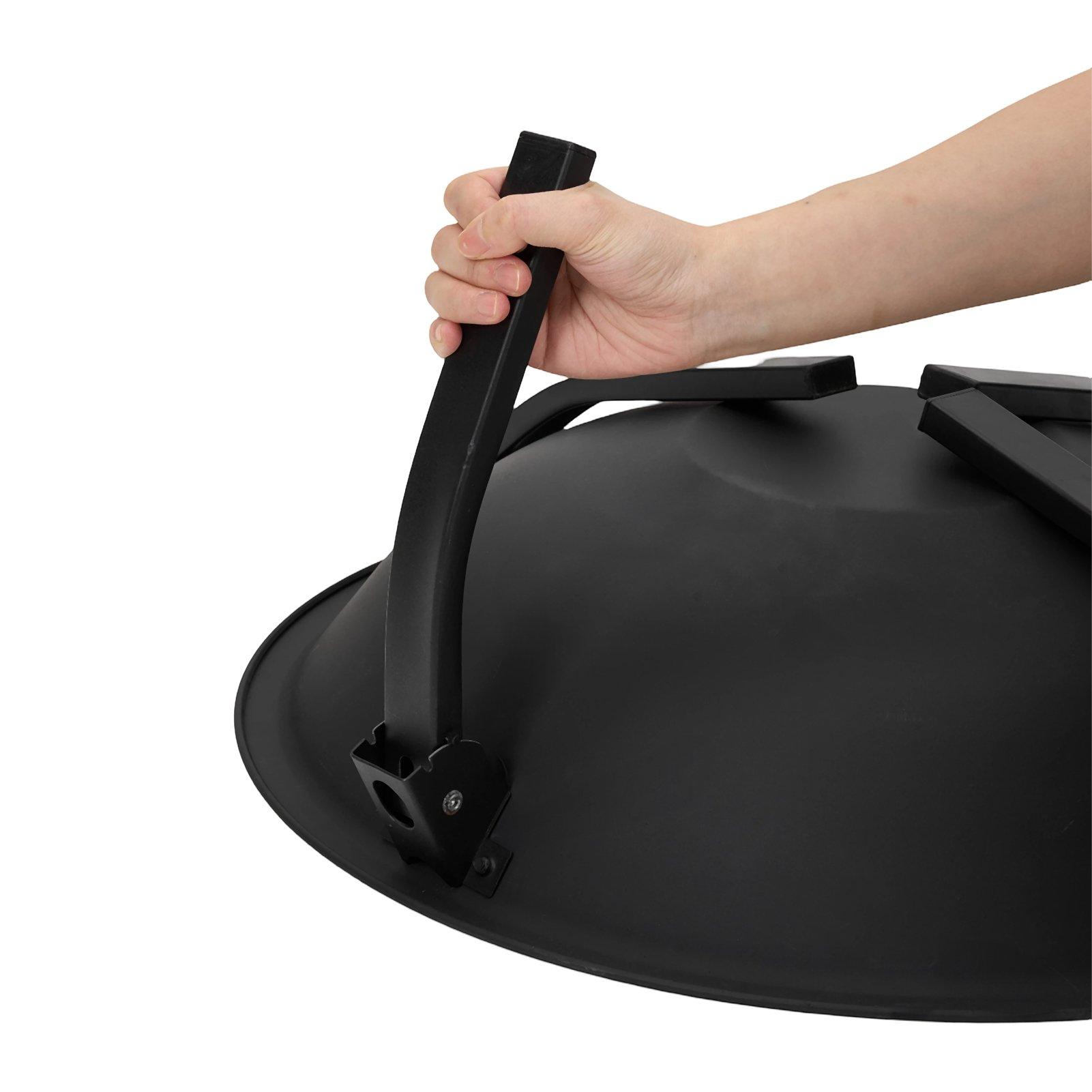 Black - Breeins - Heavy Duty Outdoor Fire Pit with Grill & Screen - 9