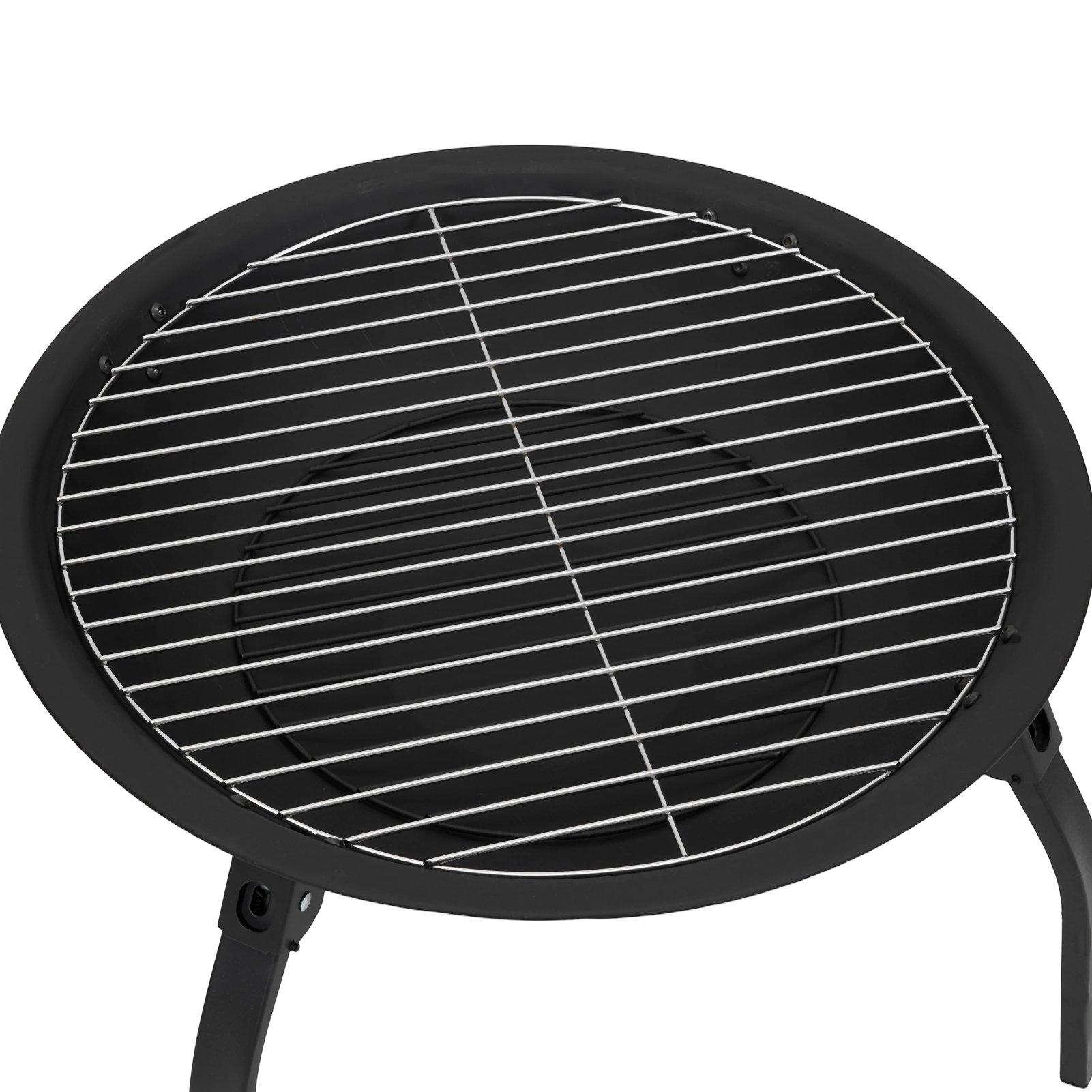 Black - Breeins - Heavy Duty Outdoor Fire Pit with Grill & Screen - 10