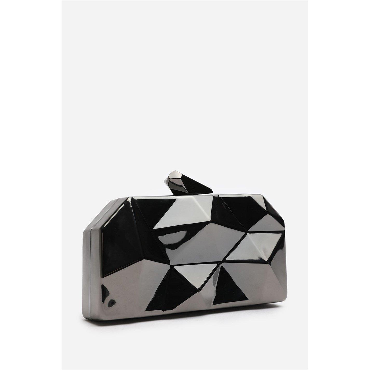 Black - Wheres That From - Geometric Clutch Bag With Snap Closure - 2