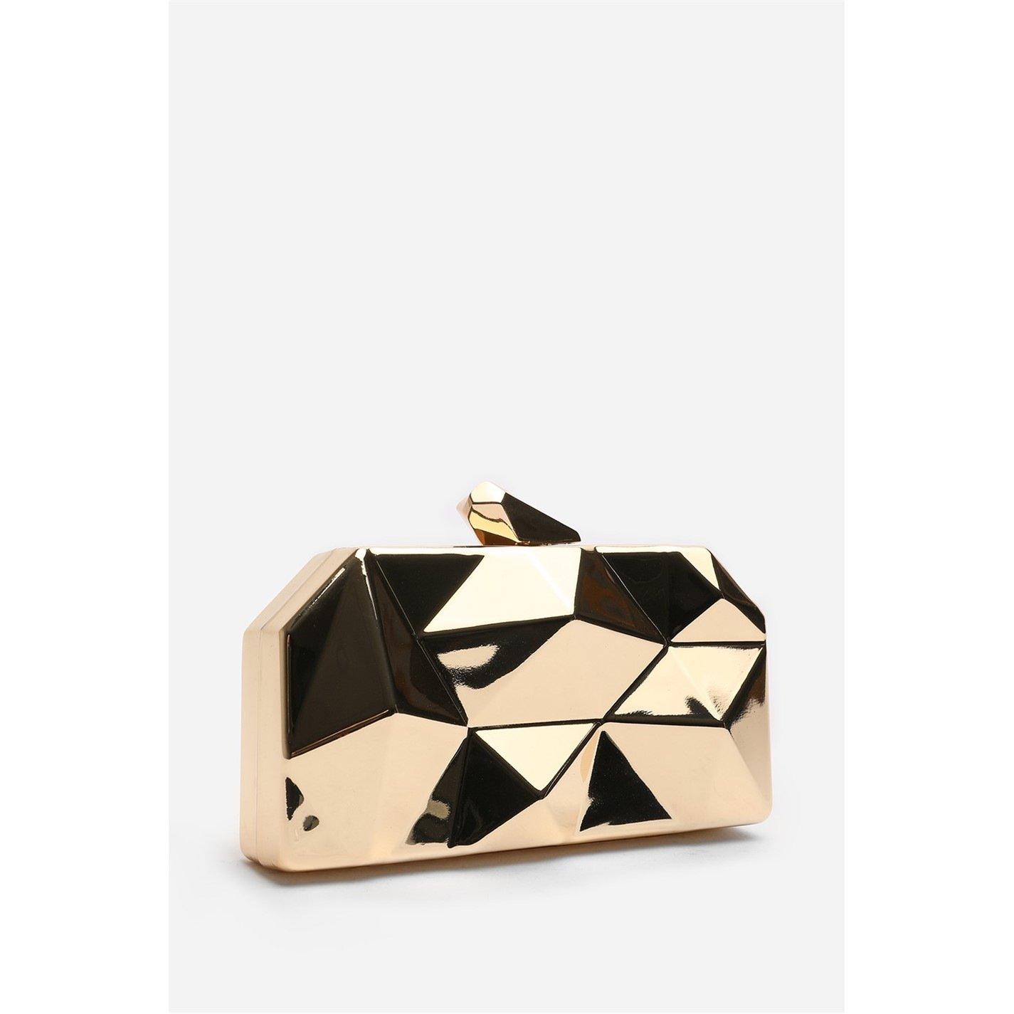 Goud - Wheres That From - Wheres Geometric Clutch Bag With Snap Closure - 2