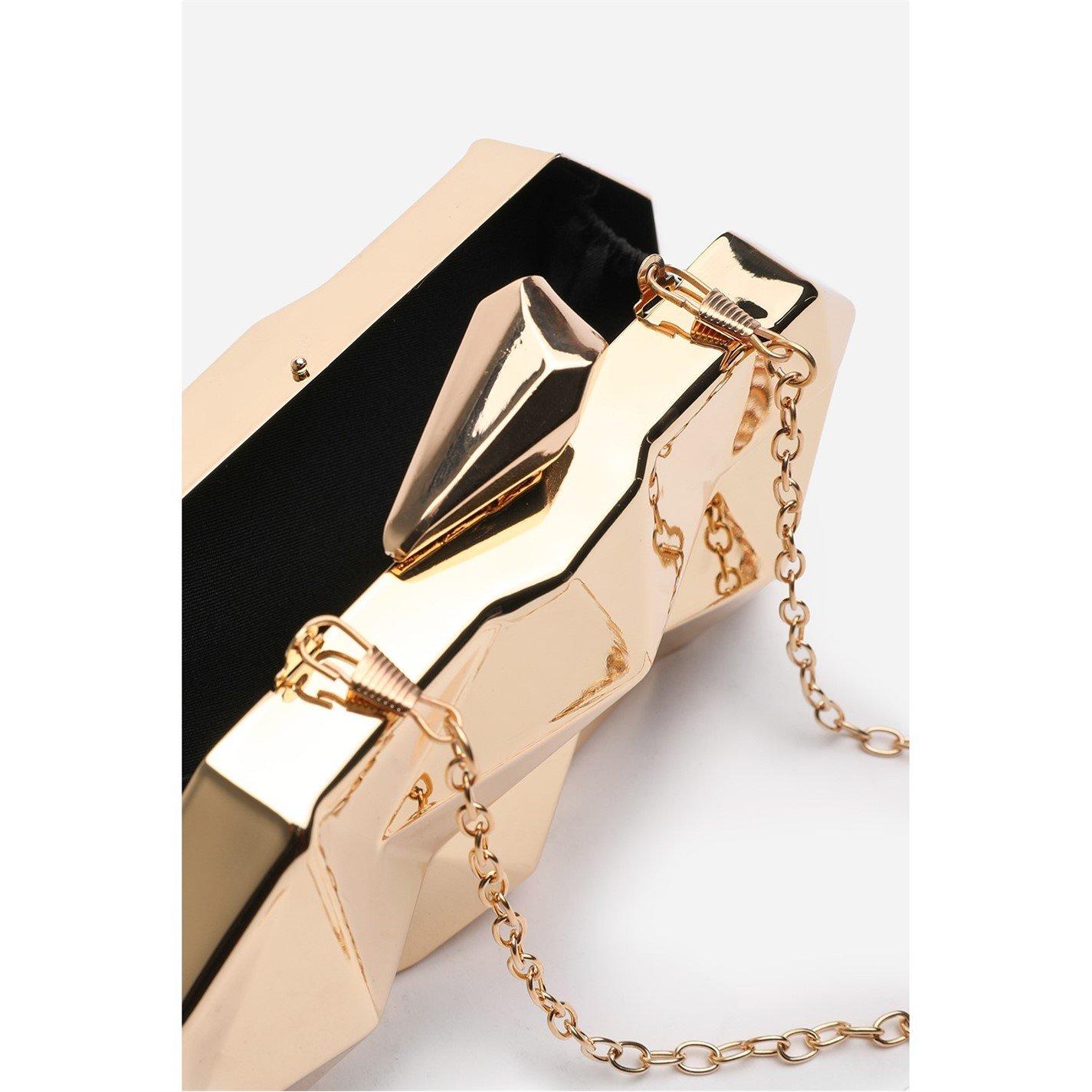 Goud - Wheres That From - Wheres Geometric Clutch Bag With Snap Closure - 3