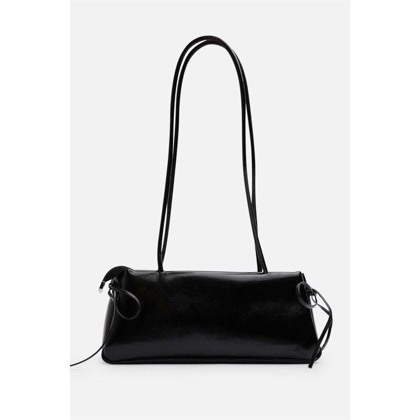 Black - Wheres That From - Glossy Black Patent Handheld Shoulder Bag - 2