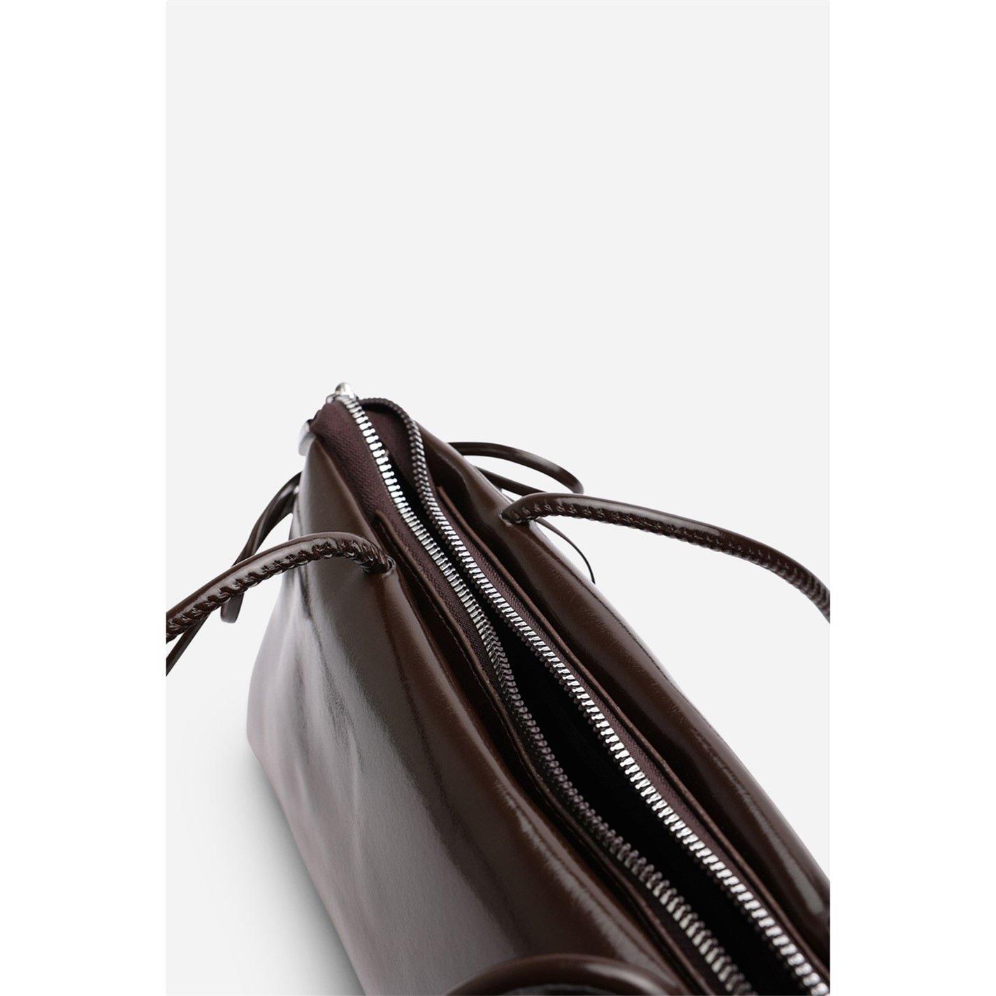 Mørkebrun - Wheres That From - Wheres Glossy Black Patent Handheld Shoulder Bag - 3