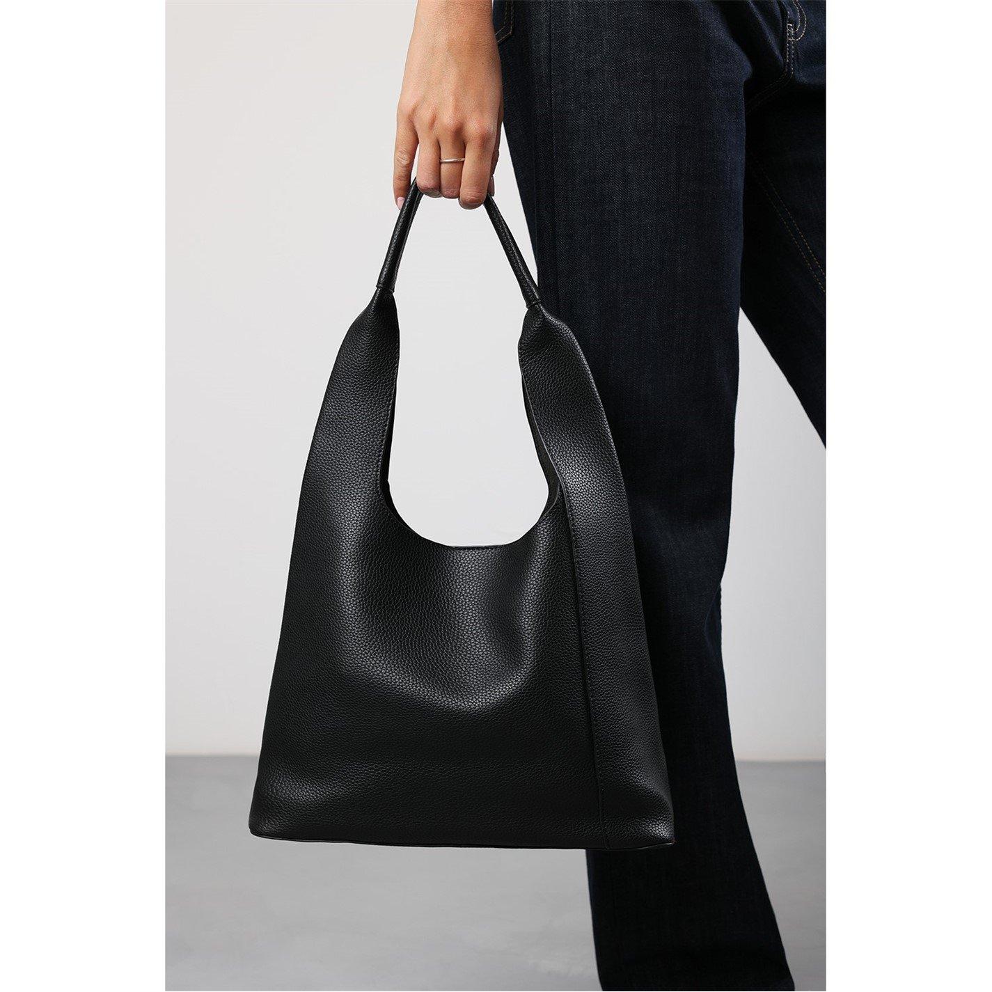 Black - Wheres That From - Luxury Black Shoulder Tote Bag With Minimalist Design - 2