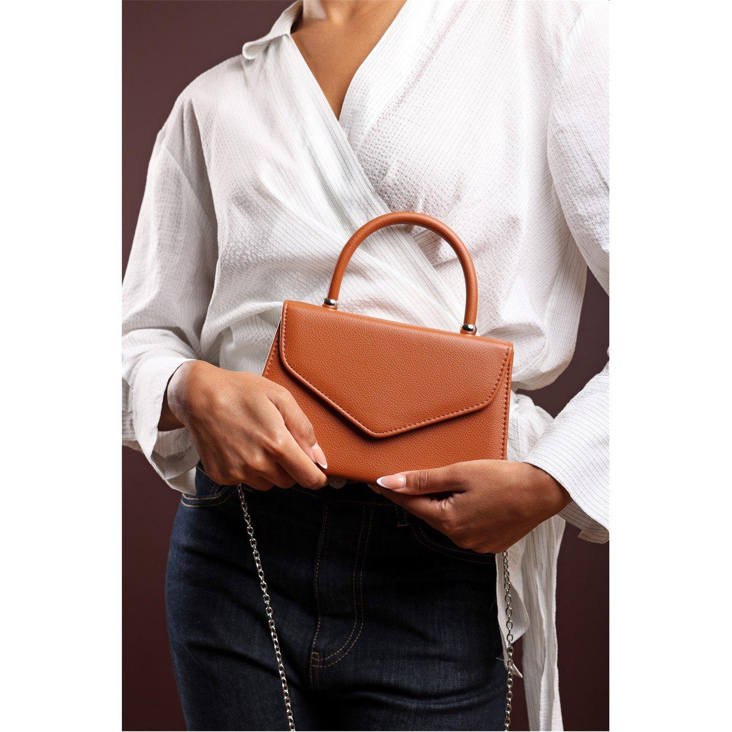 Dark Brown - Wheres That From - Wheres Structured Top Handle Shoulder Bag - 2