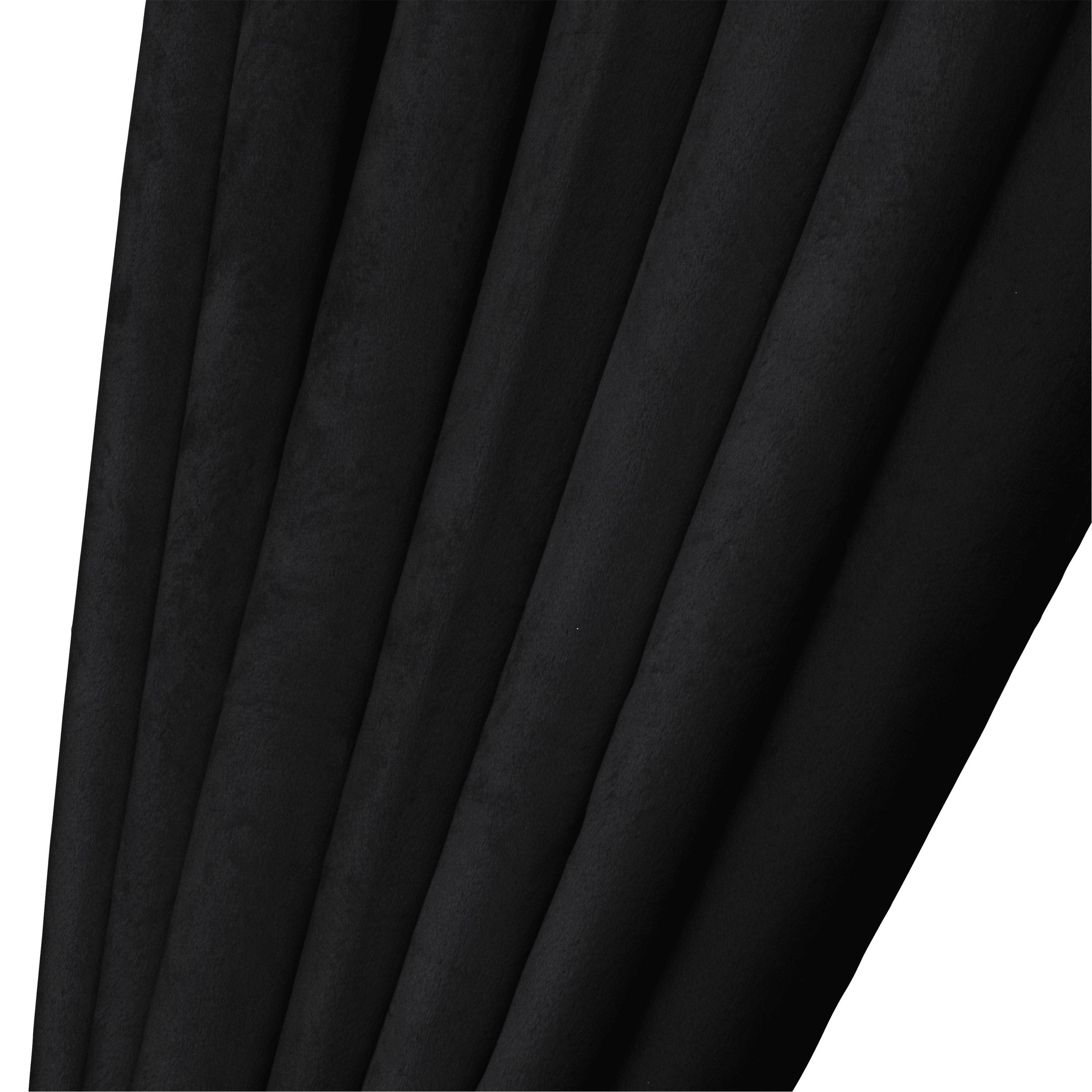 Black - Alan Symonds - Triple Woven Blackout Velvet Ring Top Curtains wit - 3