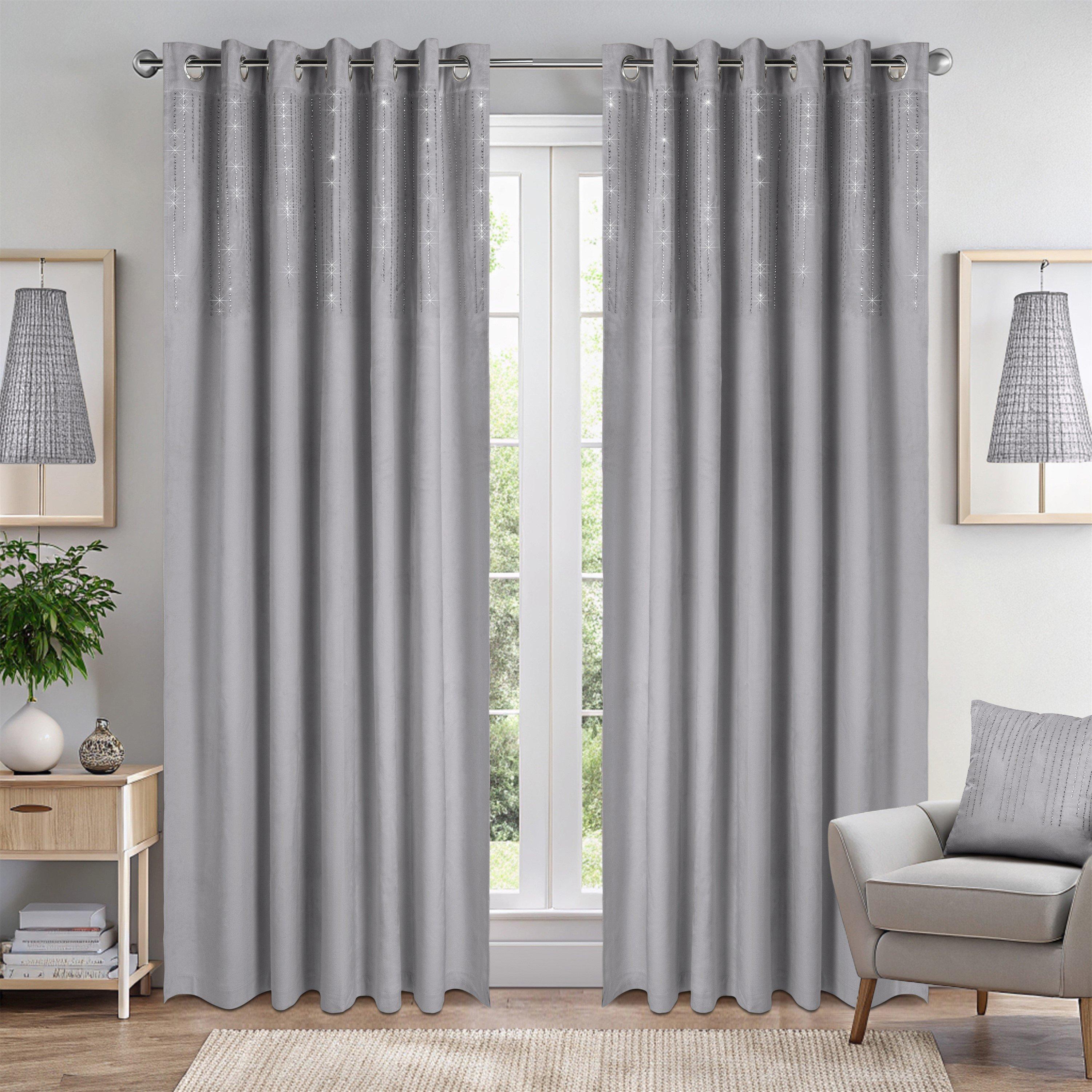 Triple Woven Blackout Velvet Ring Top Curtains wit
