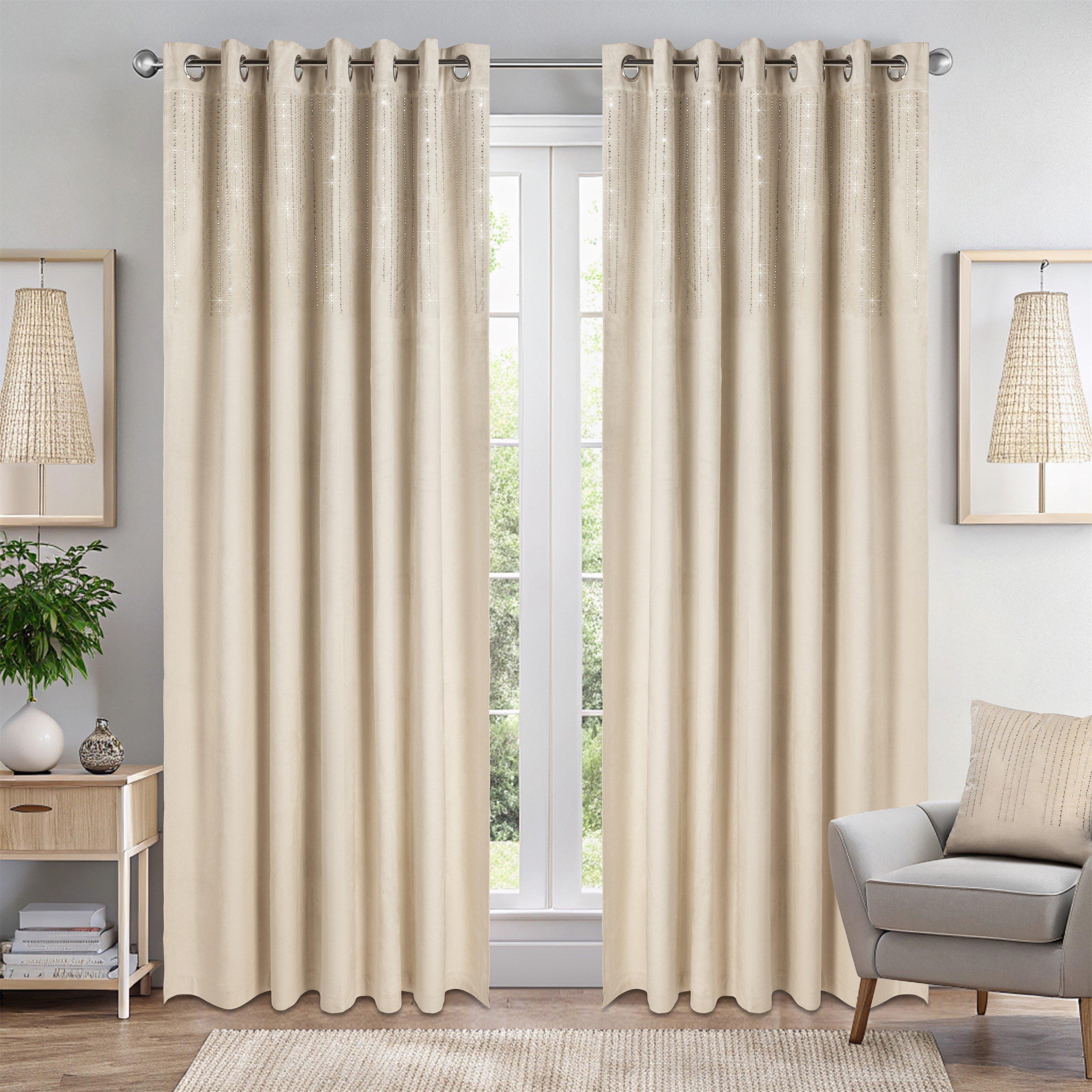 Triple Woven Blackout Velvet Ring Top Curtains wit