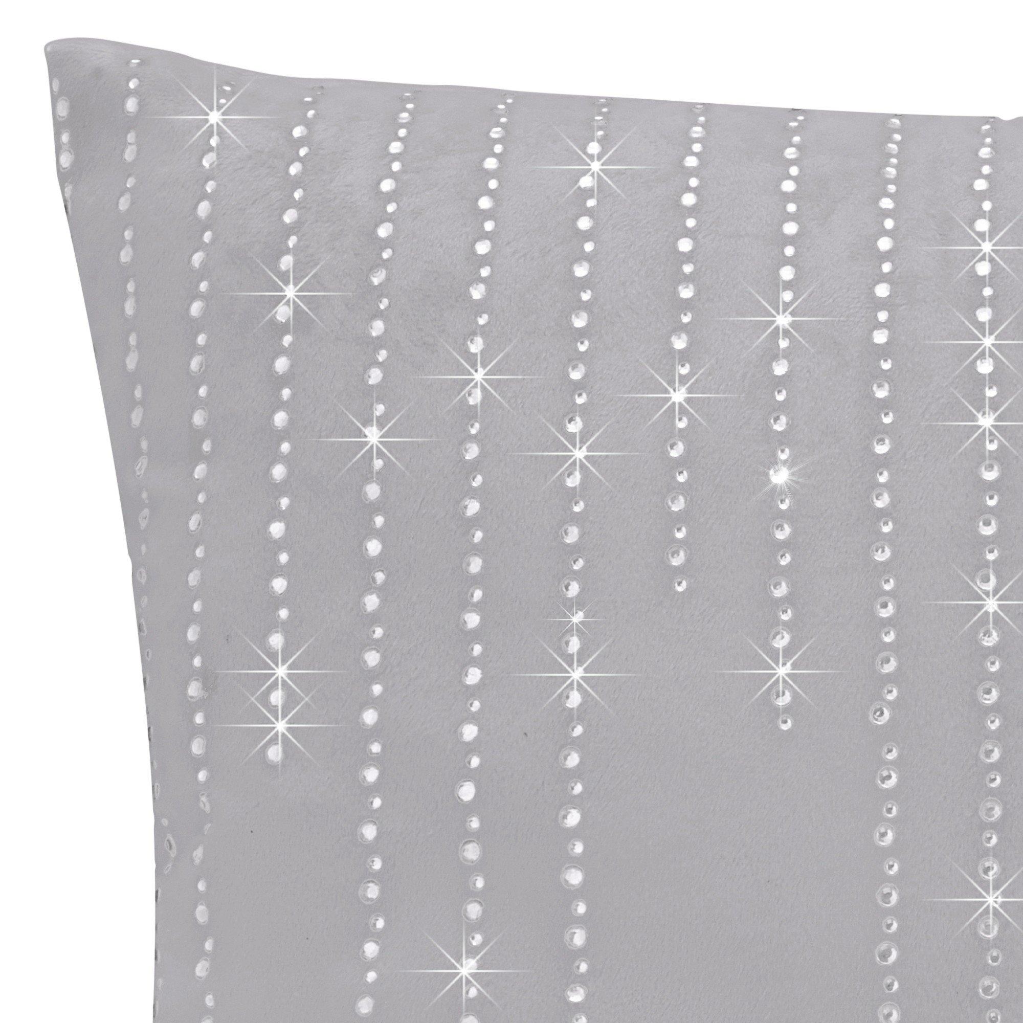 Silver - Alan Symonds - Velvet Feel Cushion with Cascading Diamante Studs - 2