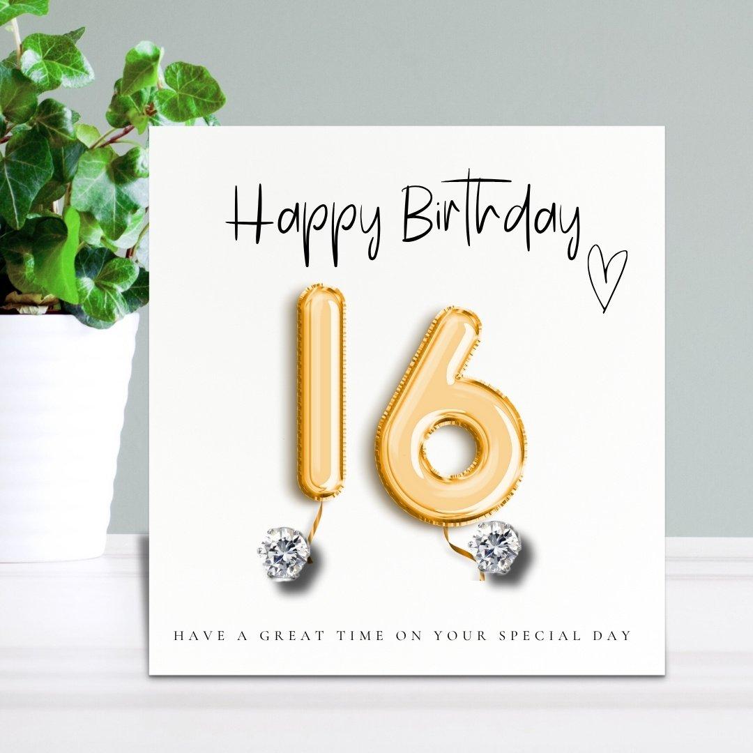 Silver - Aye Do Gifts - 16th Bday Stud Earrings & Gold Balloons Gift Card - 1