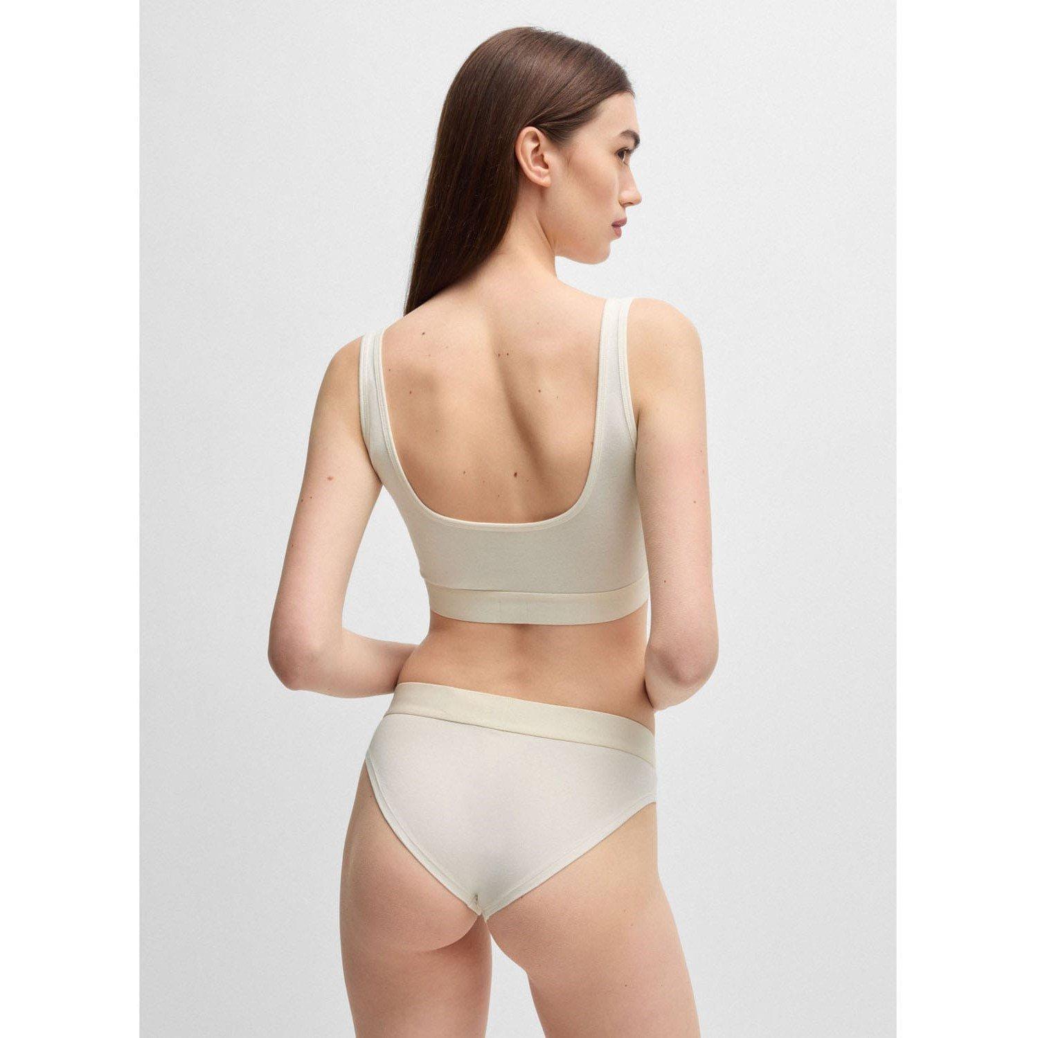 Natural - Hugo - Red Logo Label Stretch Cotton Bralette - 2