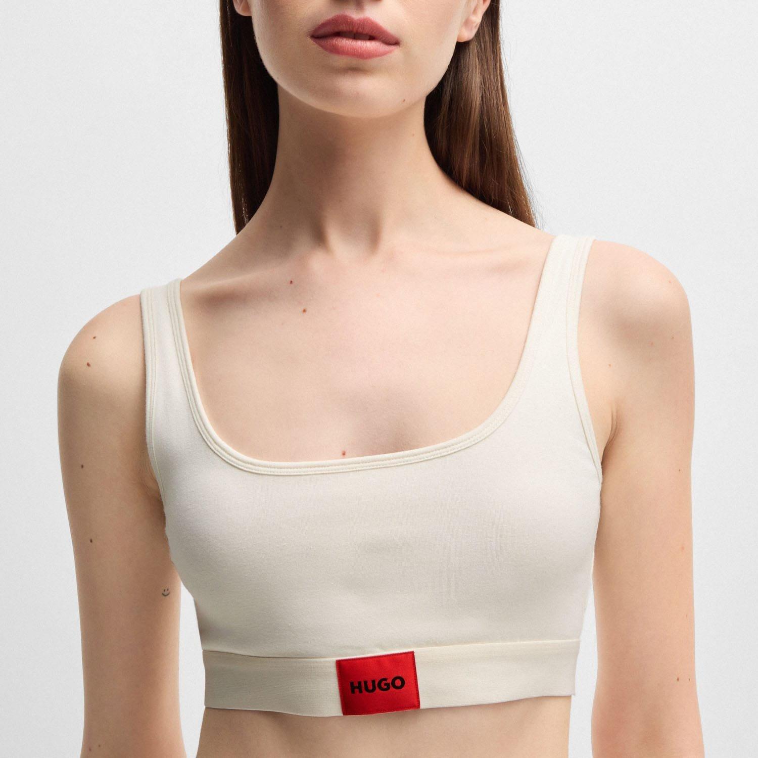 Natural - Hugo - Red Logo Label Stretch Cotton Bralette - 3