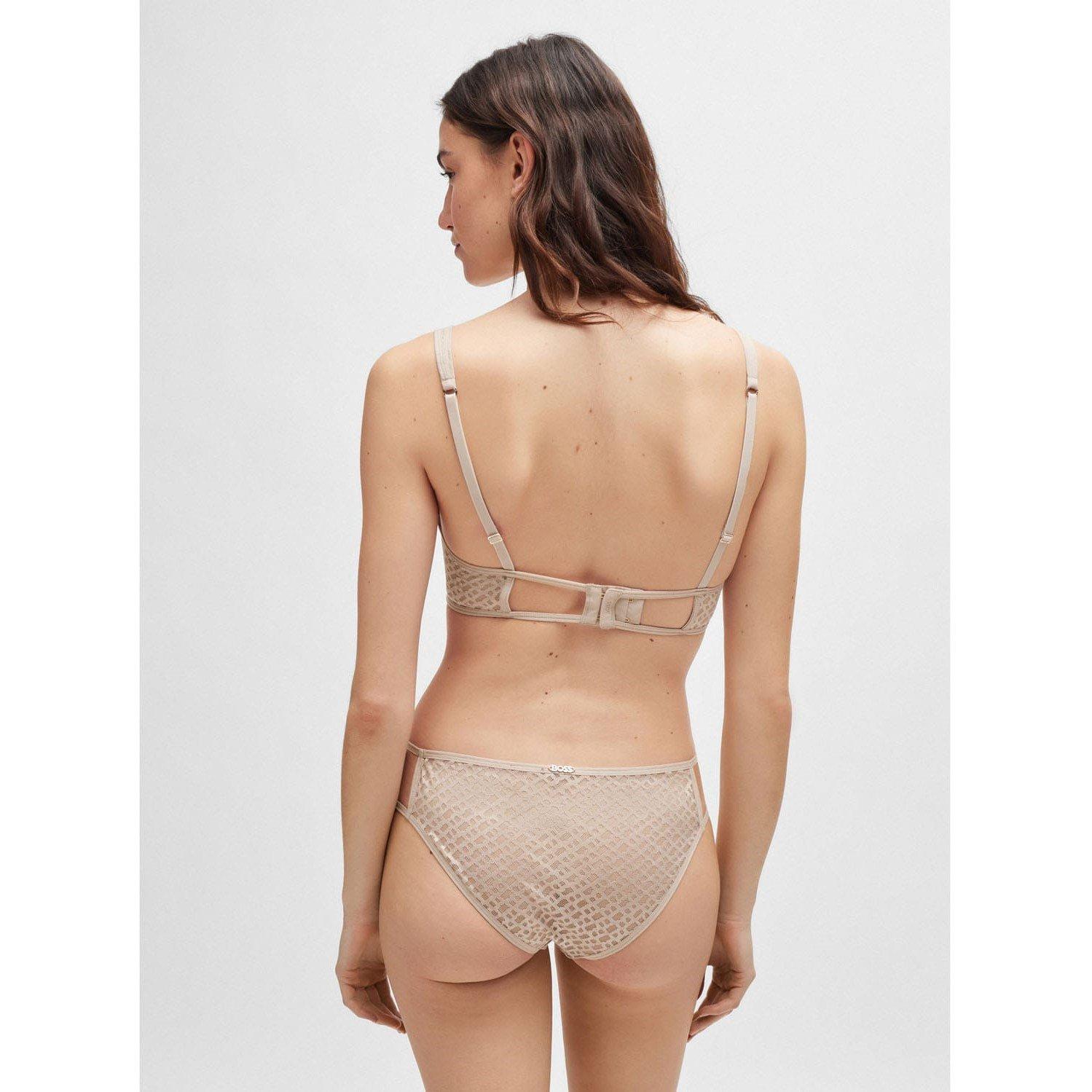 Beige - Boss - Monogram Lace Triangle Bra - 2