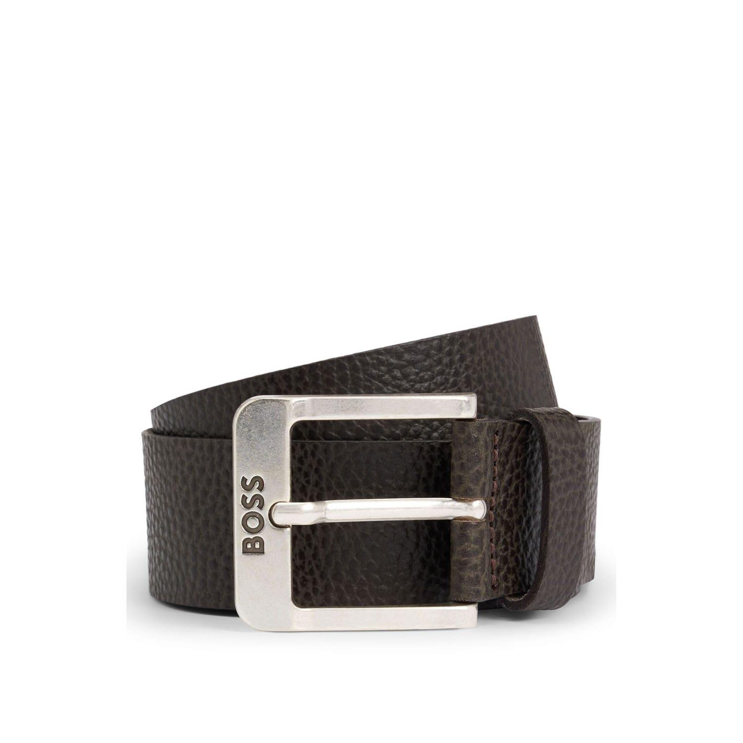 Brown - Boss - Jemio-Gr Logo Buckle Belt