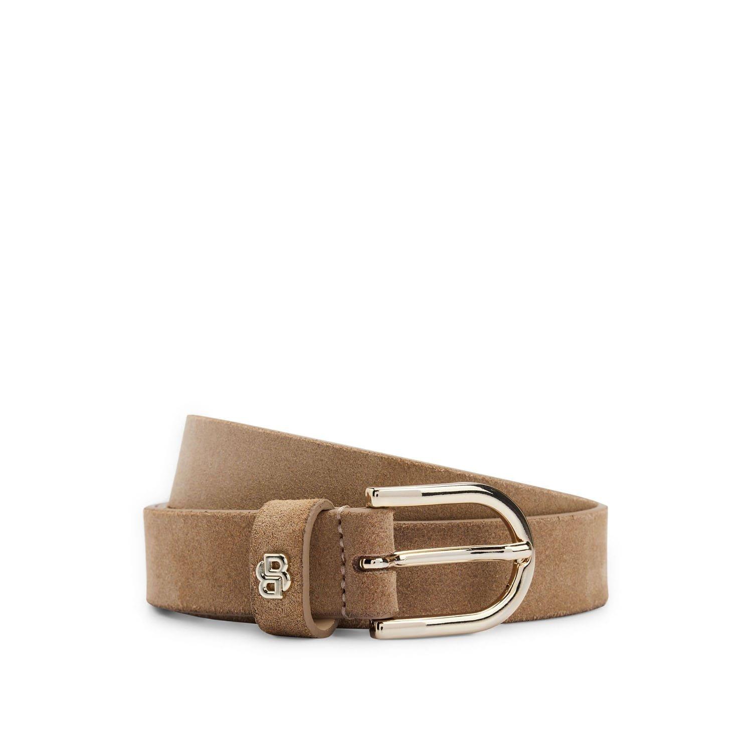 Beige - Boss - Double B Monogram Suede Belt - 1