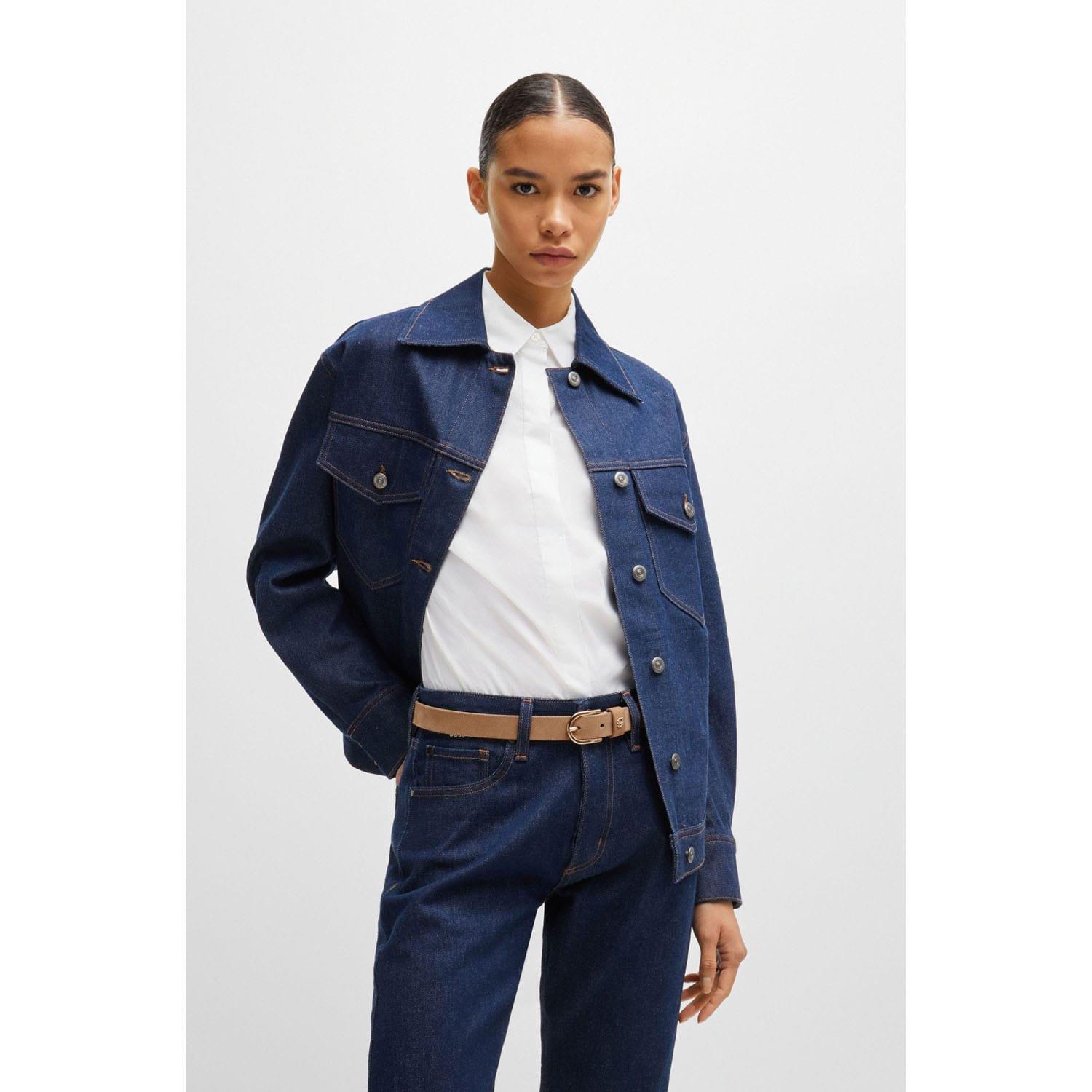 Beige - Boss - Double B Monogram Suede Belt - 2