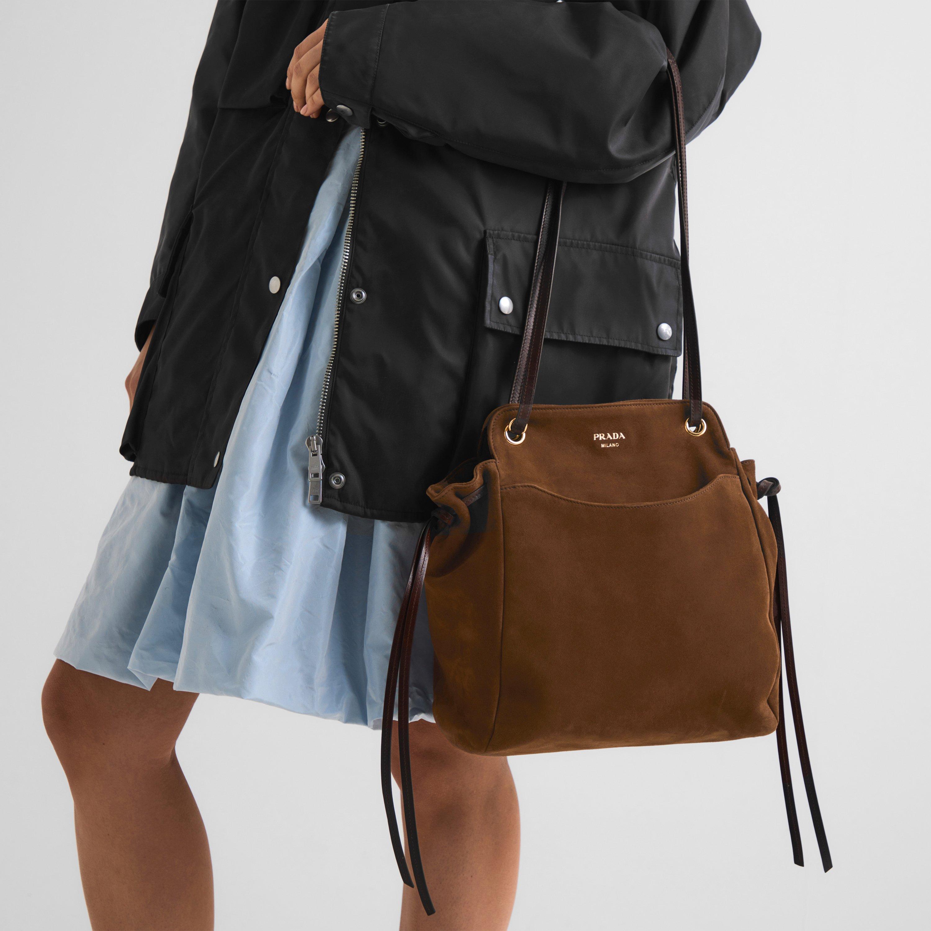 Cacao - Prada - Prada Carry Medium Suede Tote Bag - 3