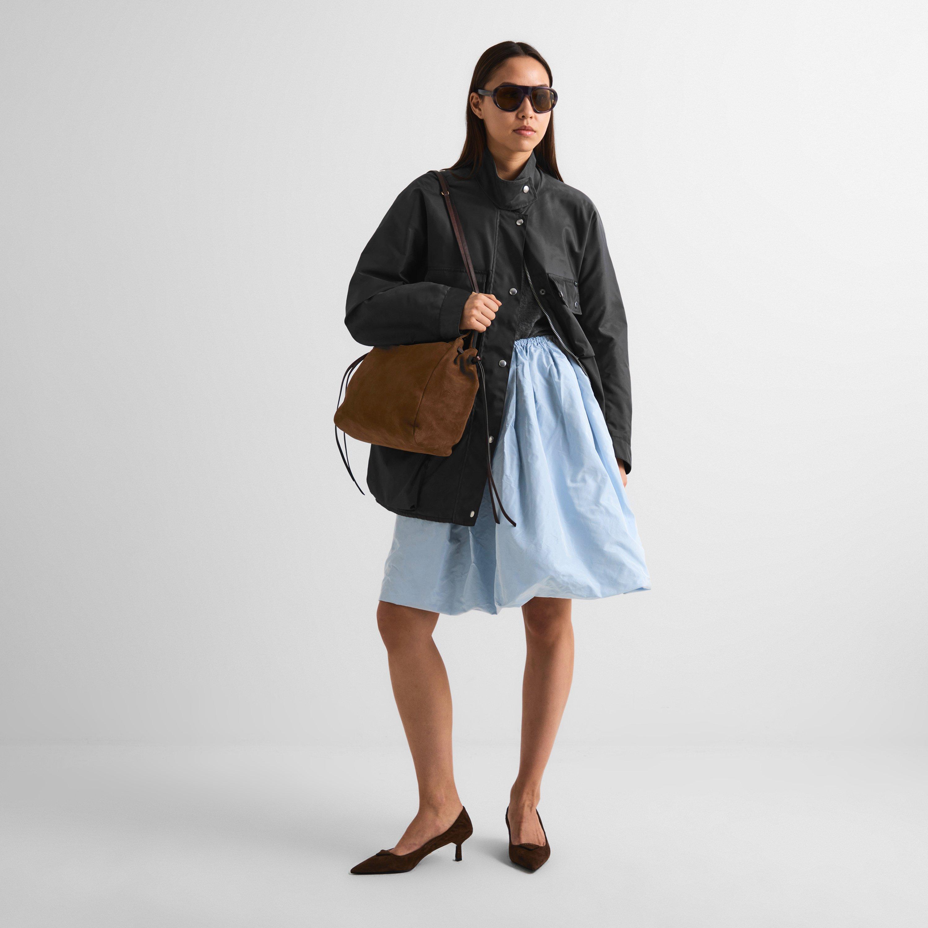 Cacao - Prada - Prada Carry Medium Suede Tote Bag - 6