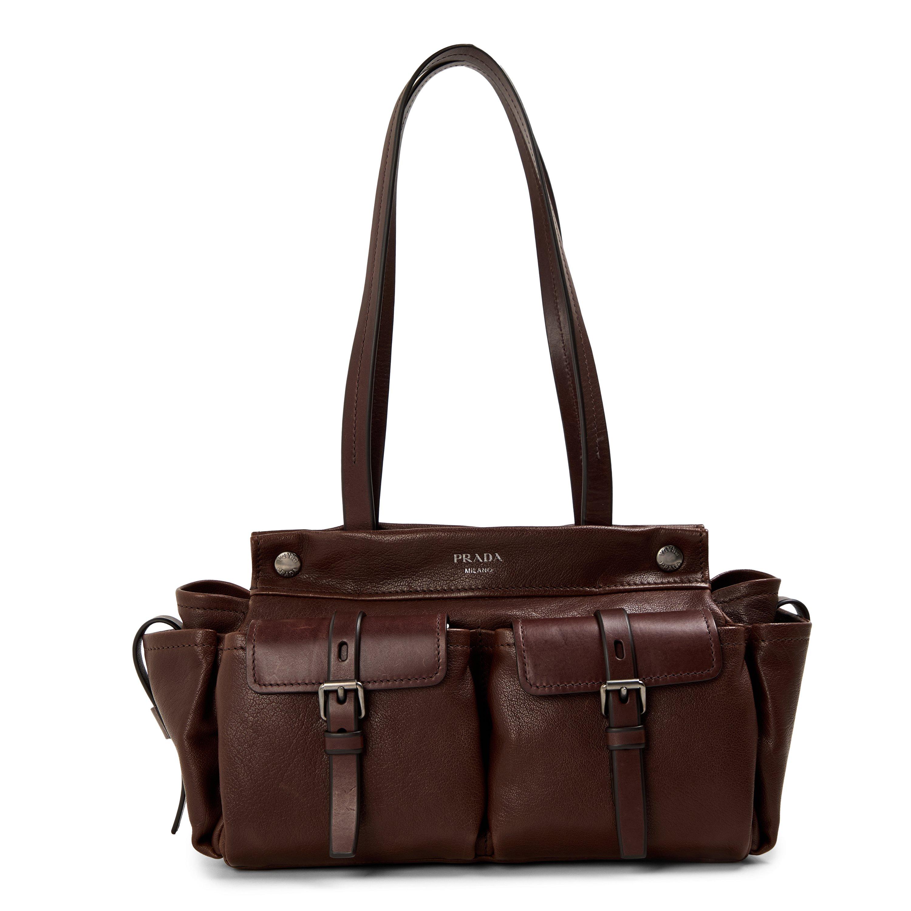Prada Route medium leather tote bag - Cacao