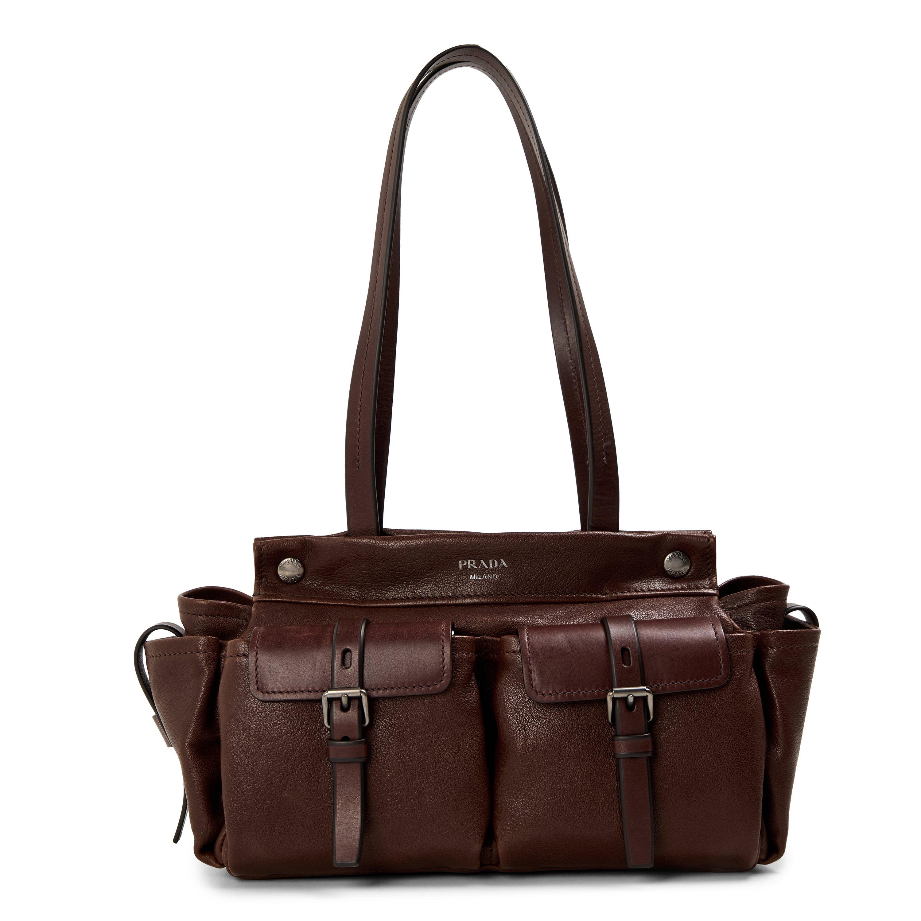 Cacao - Prada - Route medium leather tote bag - 1
