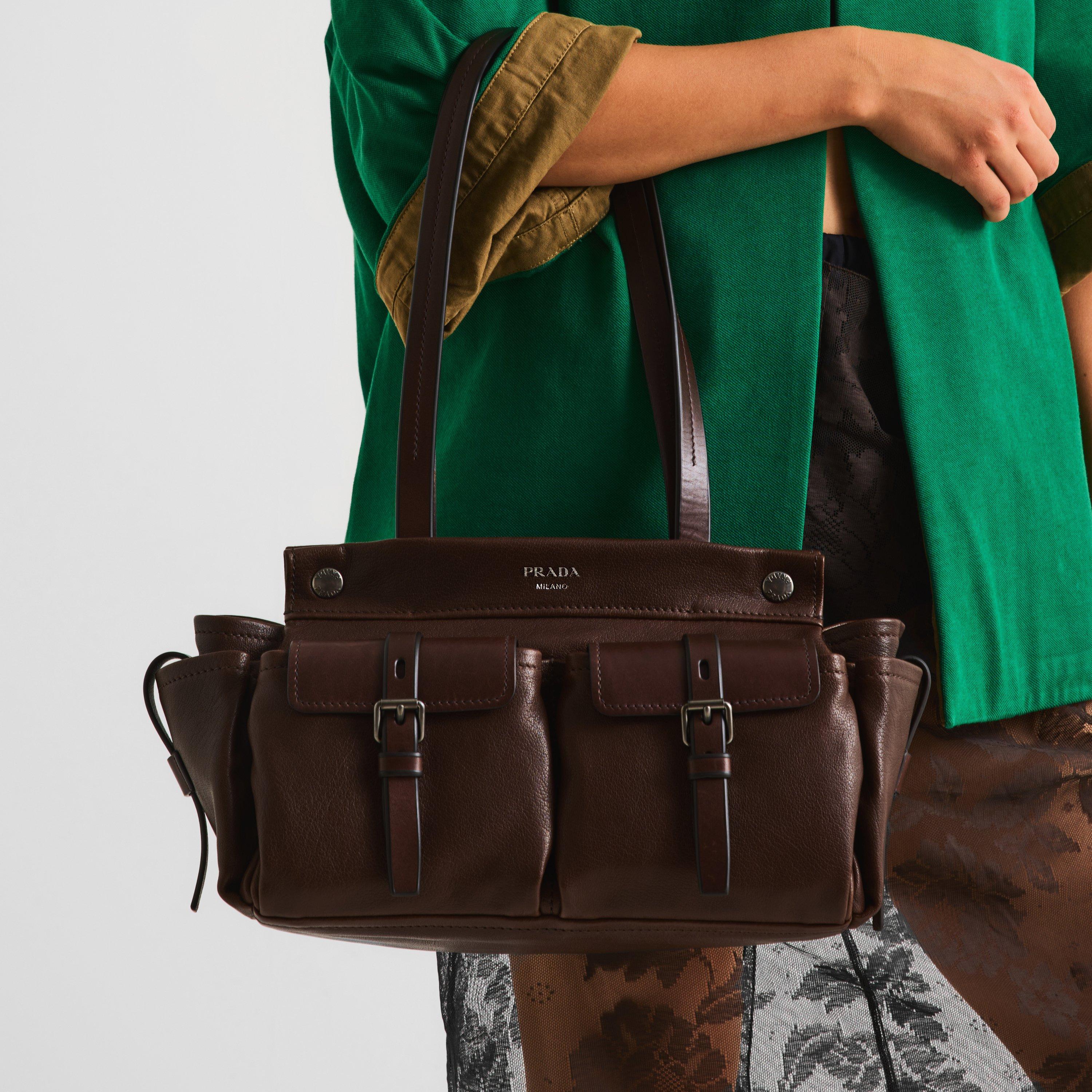 Cacao - Prada - Route medium leather tote bag - 3