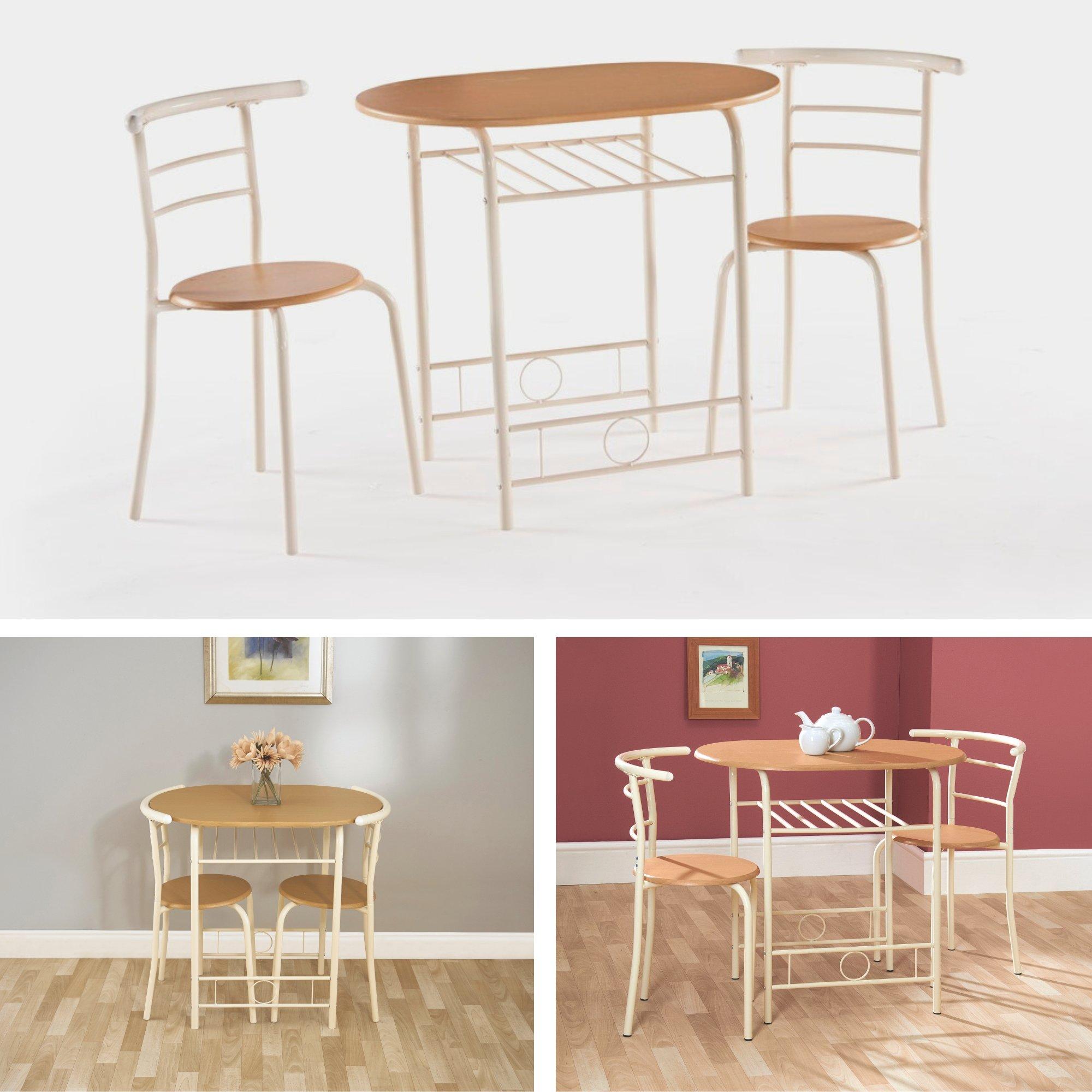 Light Oak - Greenhurst - Space Saving Compact Dining Set - 3