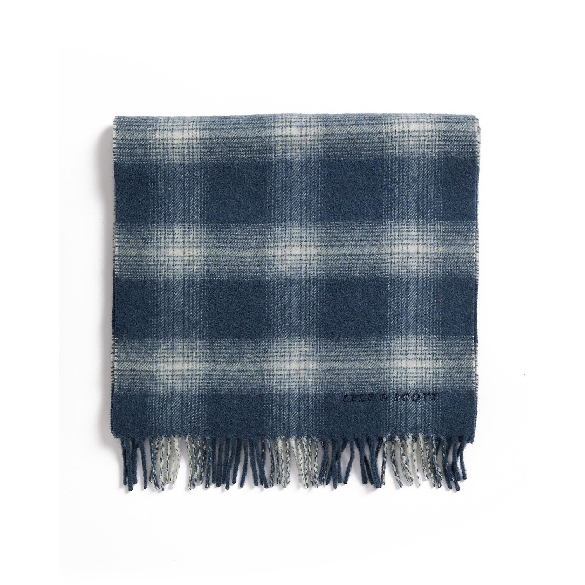Black - Lyle and Scott - Check Lambswool Scarf - 1
