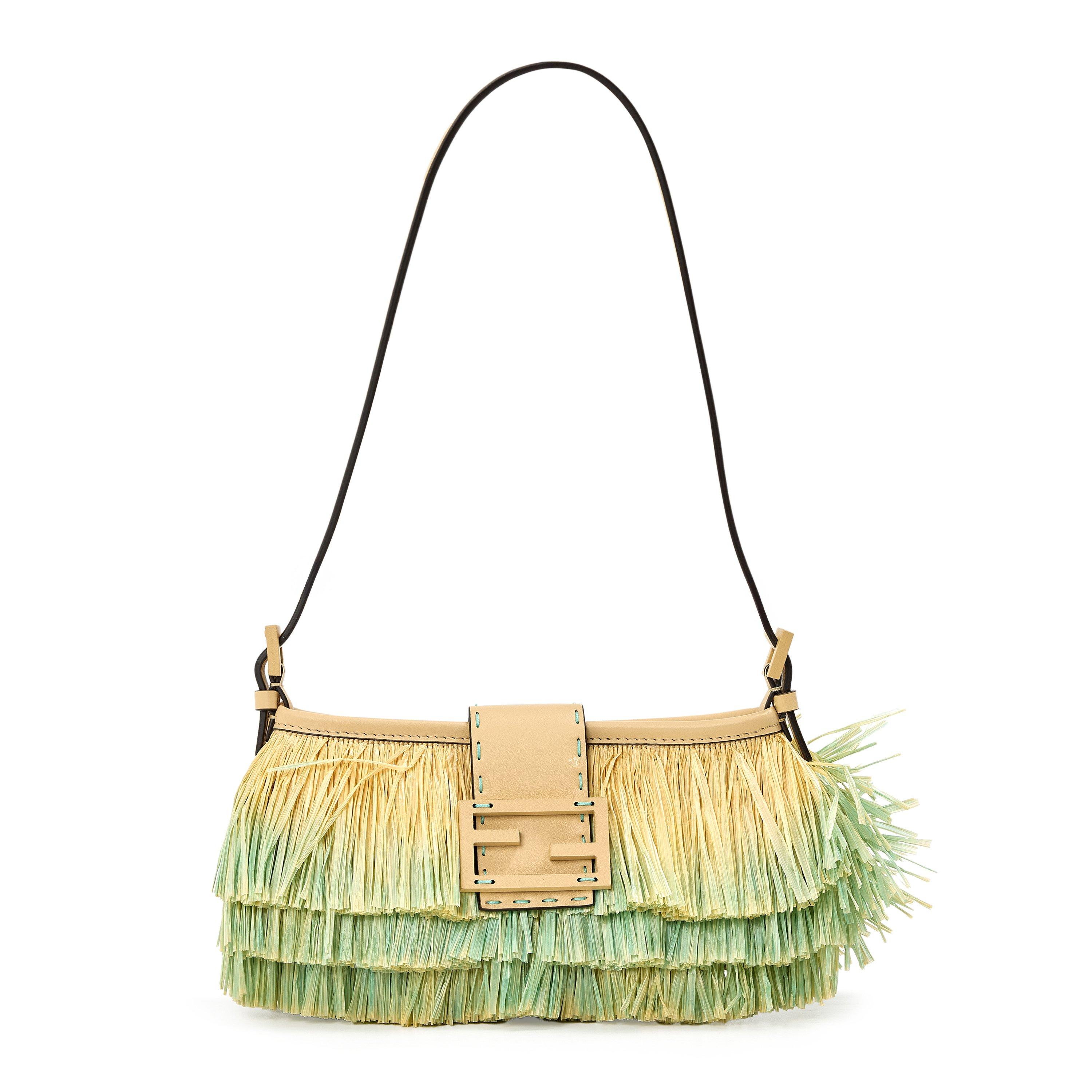 Fairy Green - Fendi - Women's Raffia Baby Shoulder Bag - 1