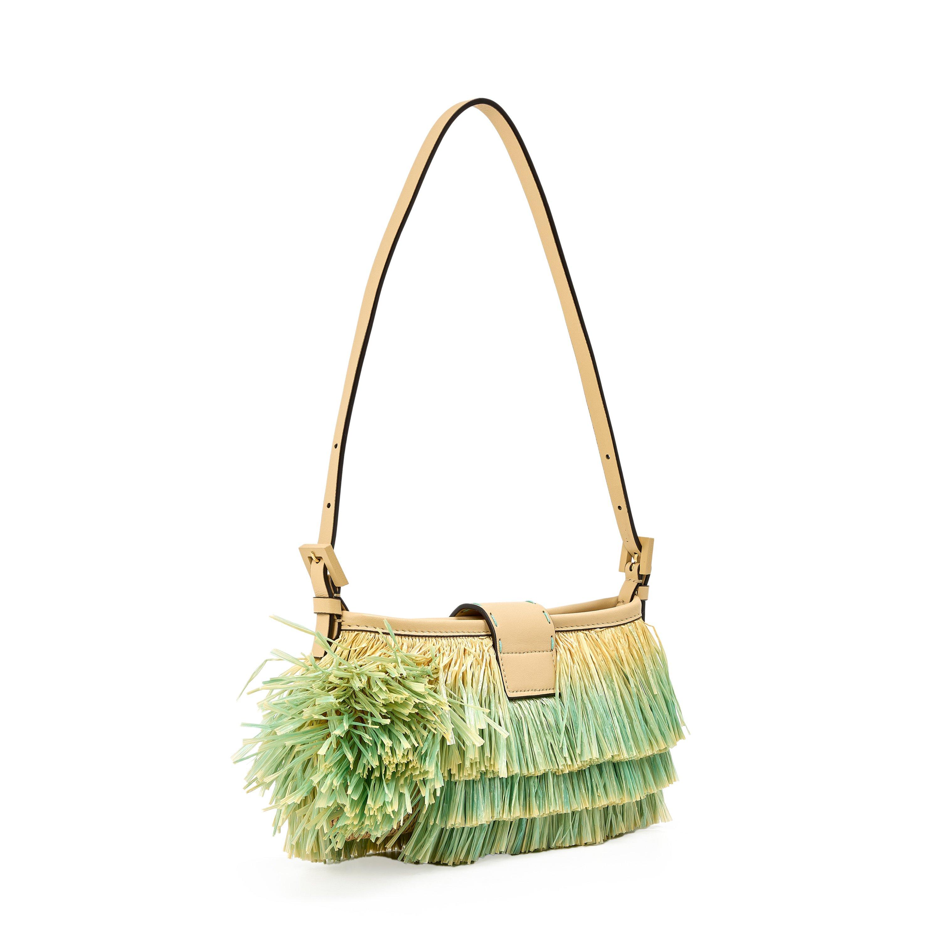 Fairy Green - Fendi - Women's Raffia Baby Shoulder Bag - 2