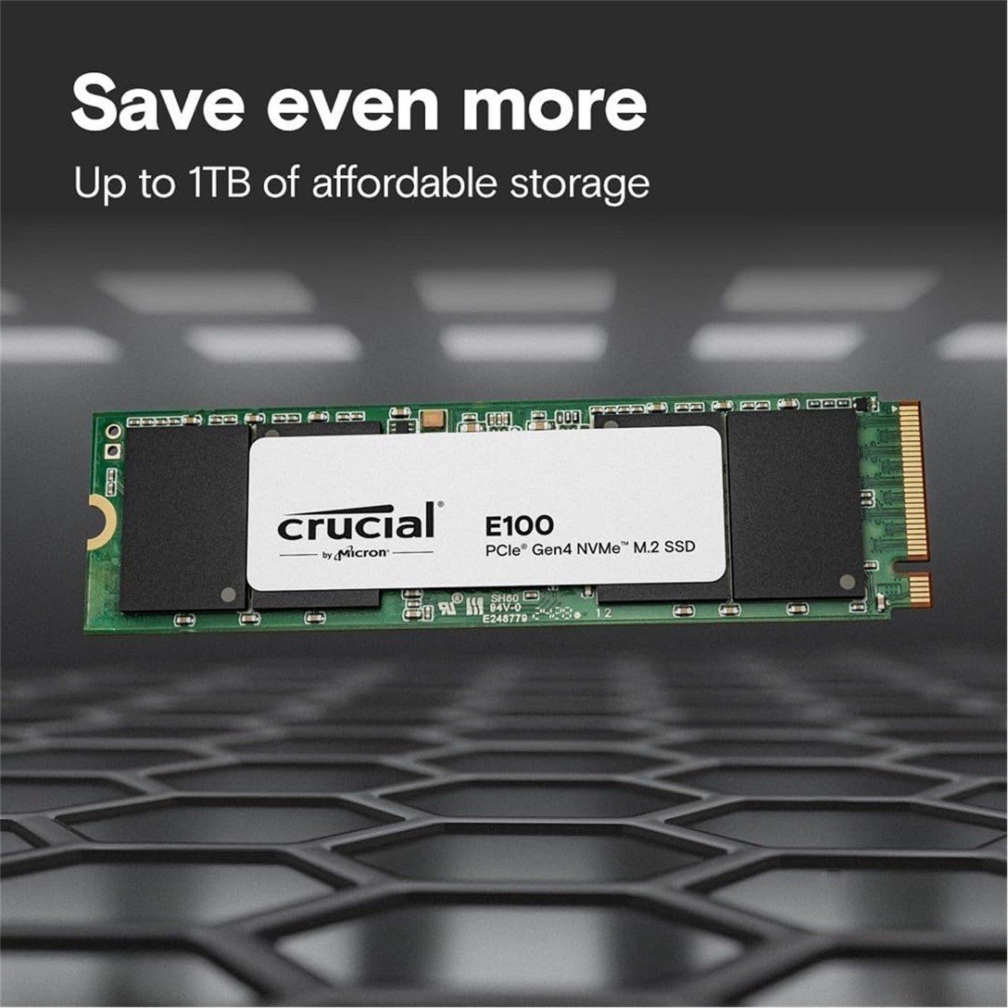 Black - Crucial Technology - E100 1 TB M.2 PCI Express 4.0 NVMe SSD - 2
