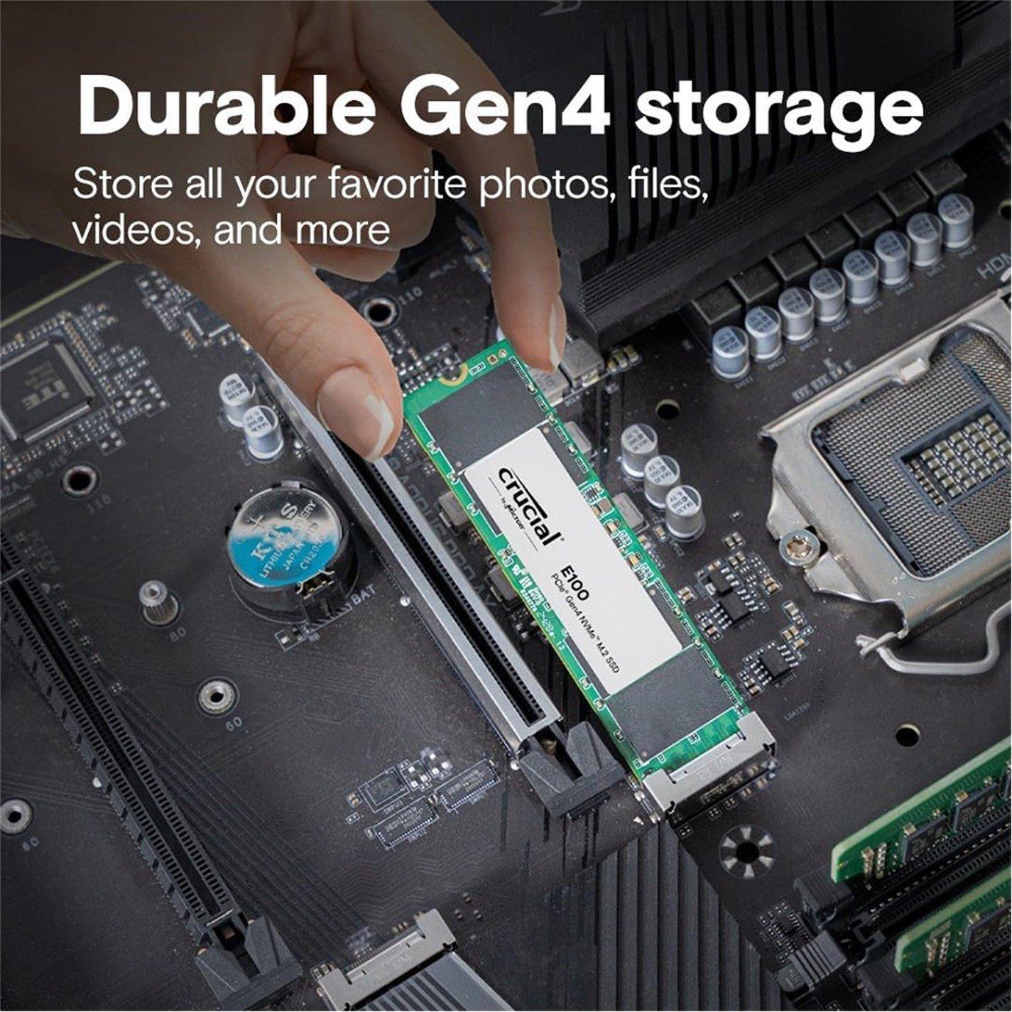 Black - Crucial Technology - E100 1 TB M.2 PCI Express 4.0 NVMe SSD - 3