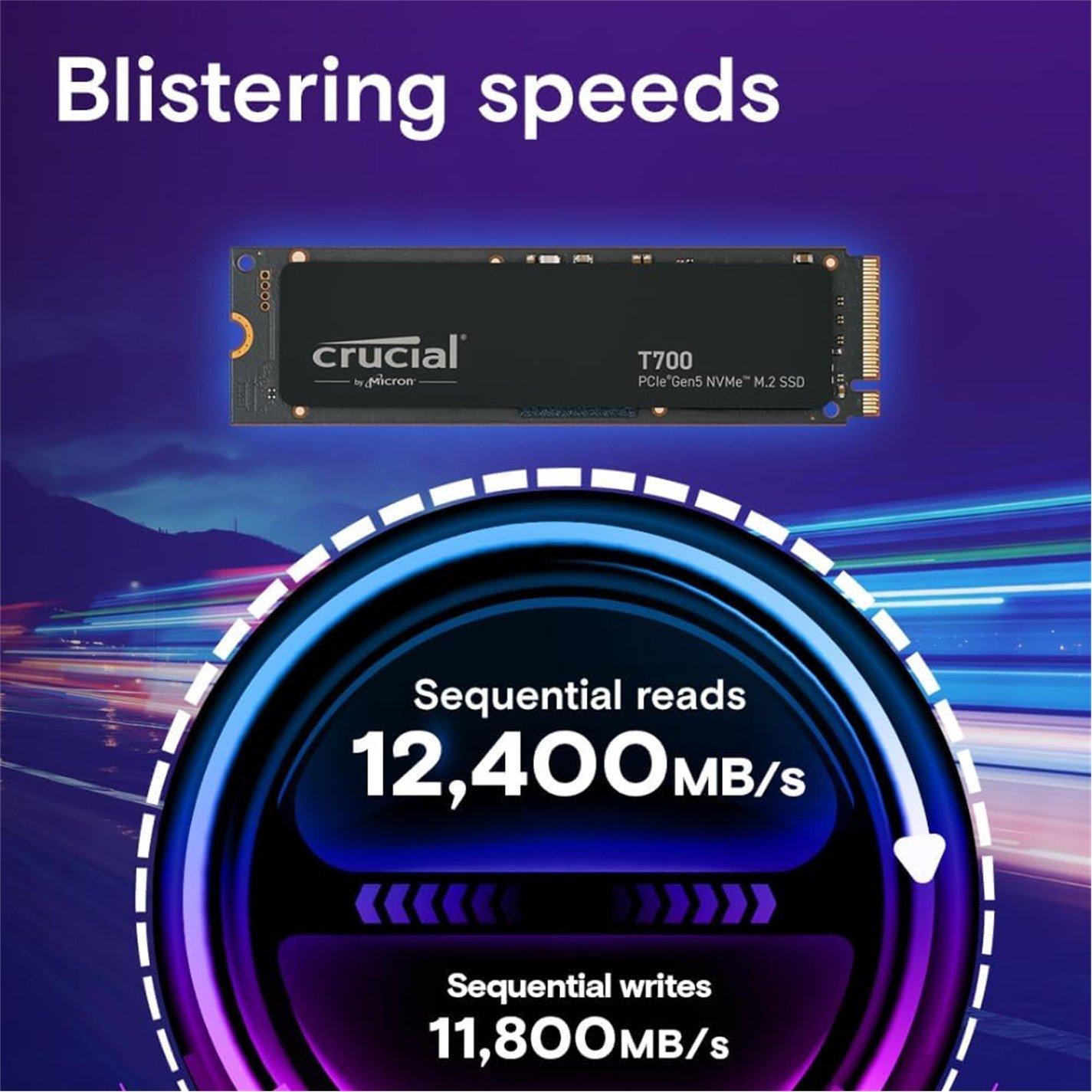 Black - Crucial Technology - T700 2TB PCIe Gen5 NVMe M.2 SSD - 5