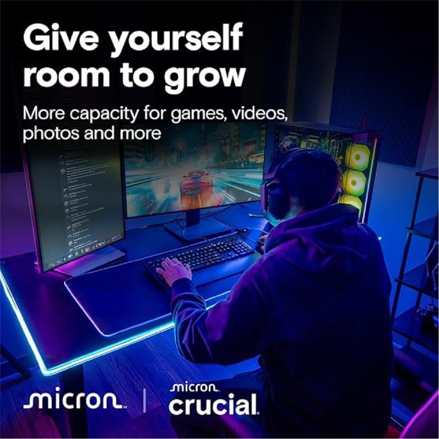 Black - Crucial Technology - T710 1TB PCIe Gen5 NVMe 2280 M.2 SSD with heatsink - 4