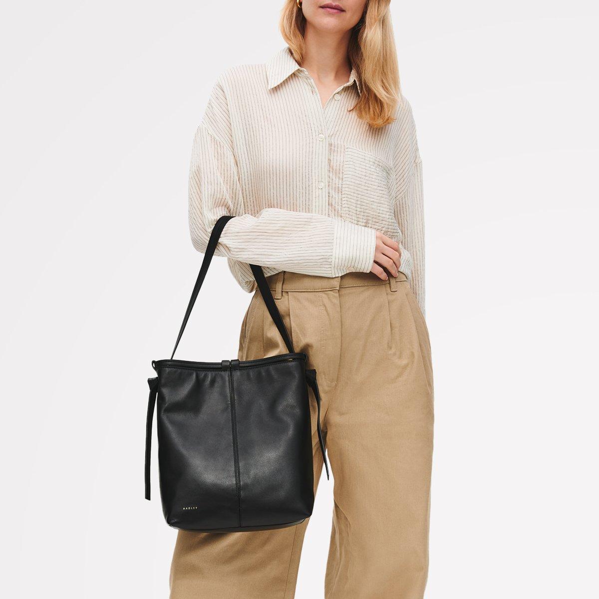 BLACK - Radley - Women's Connaught Leather Shoulder Strap Magnetic Bucket Bag - 5