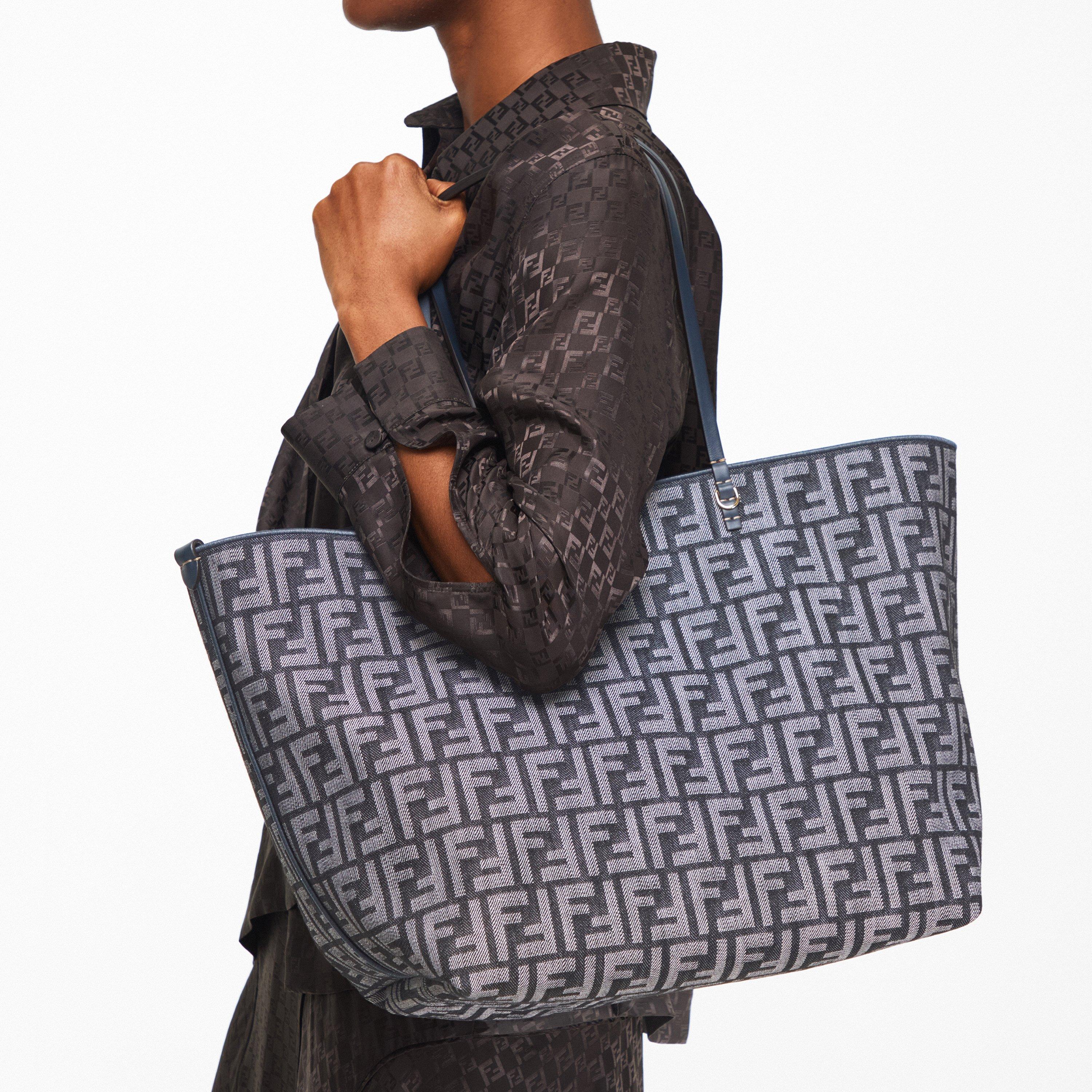 Nero/Blu - Fendi - Women's Woven Shopper Tote Bag - 3