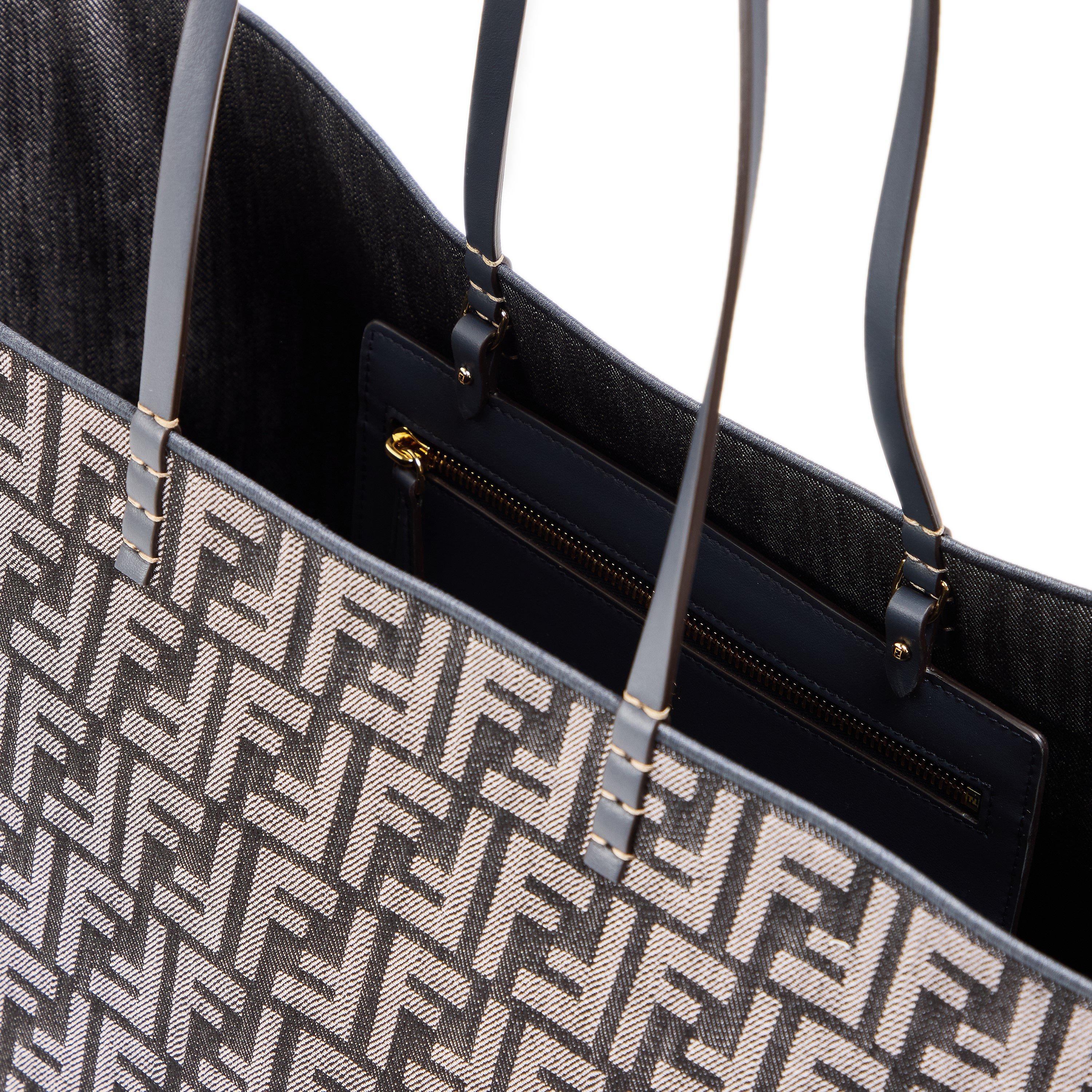 Nero/Blu - Fendi - Women's Woven Shopper Tote Bag - 5