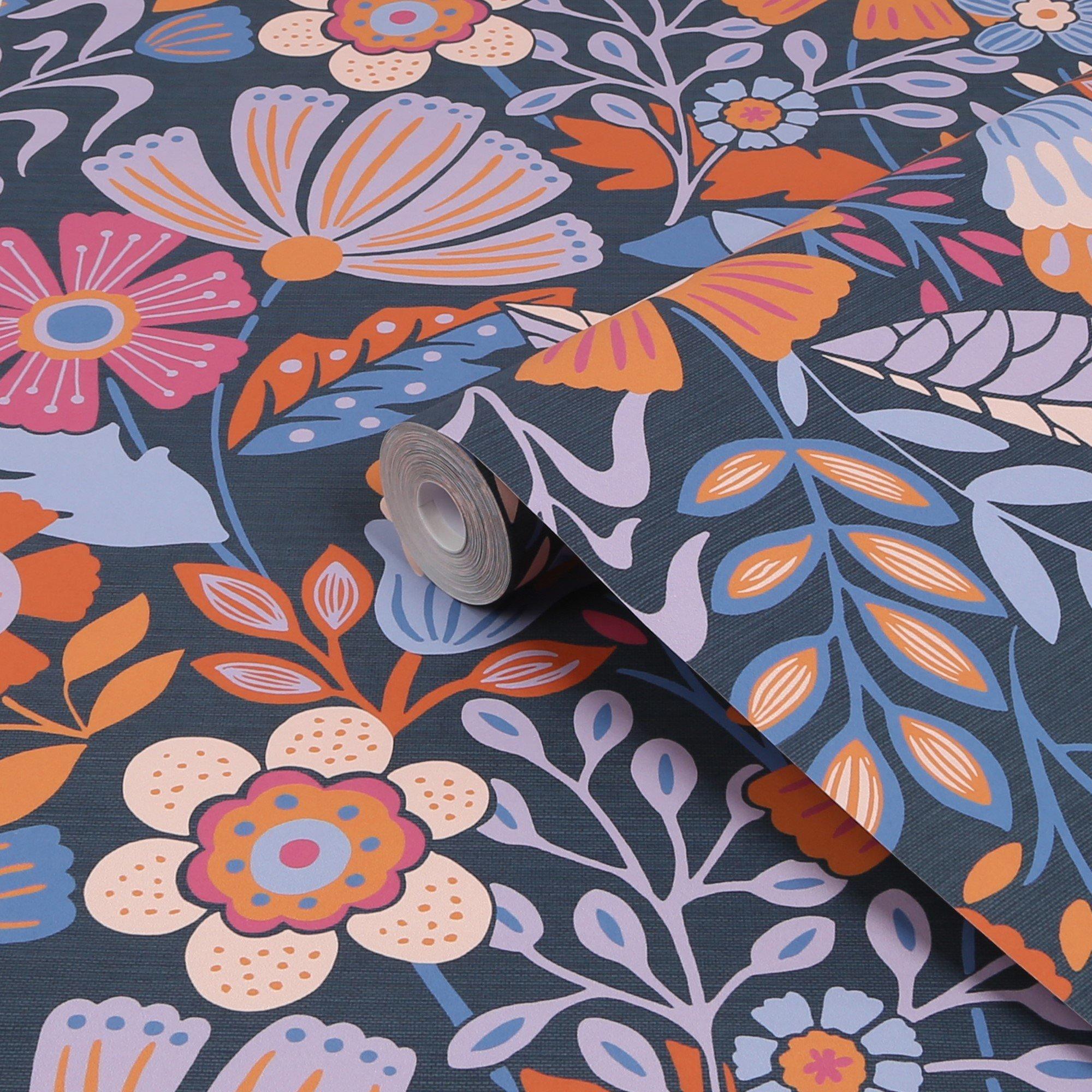 Blue - Envy - Envy Oopsy Daisy Blue Lilac Tangerine Wallpaper - 3